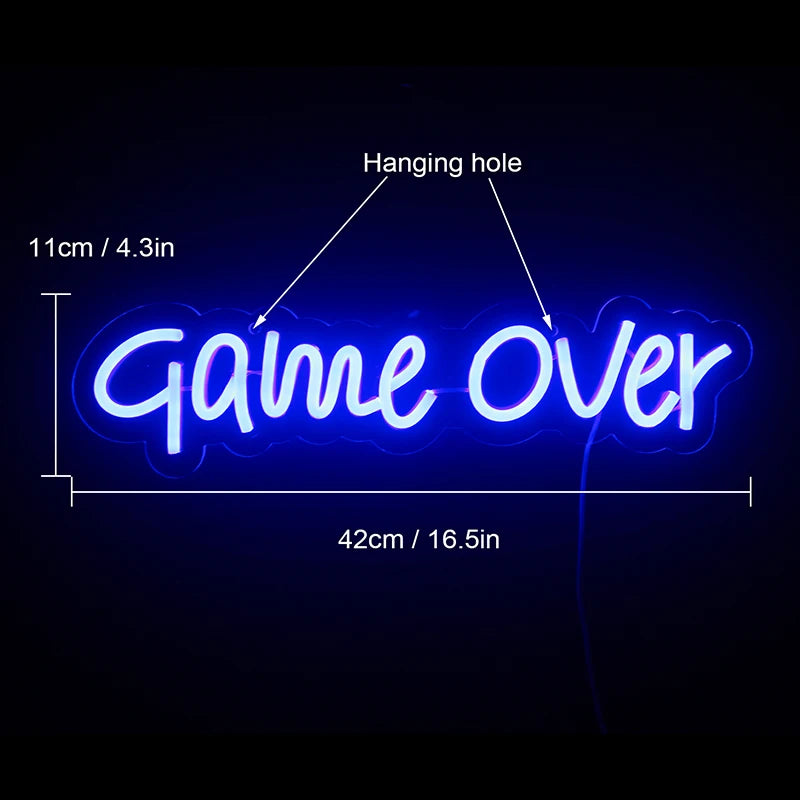 Game Over 5V USB LED Ljusskylt - Budgetvänlig