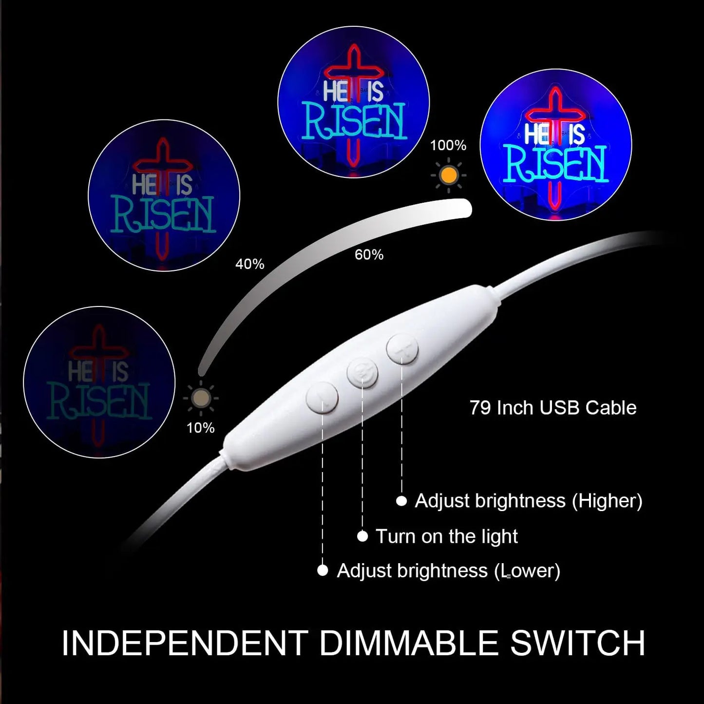 Han är uppstånden Halloween 5V USB LED Ljusskylt - Budgetvänlig
