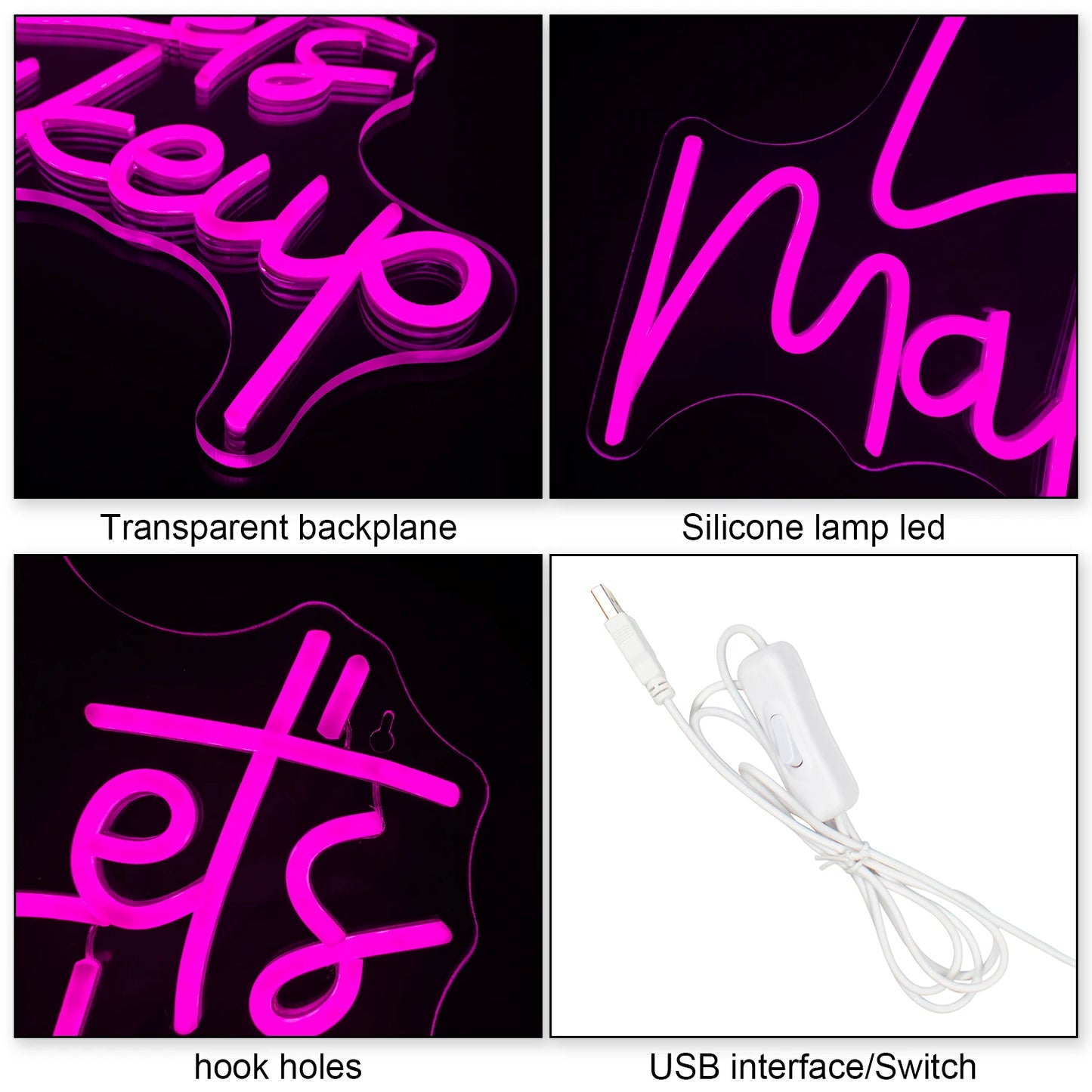 Let's Makeup 5V USB LED Ljusskylt - Prisvärd