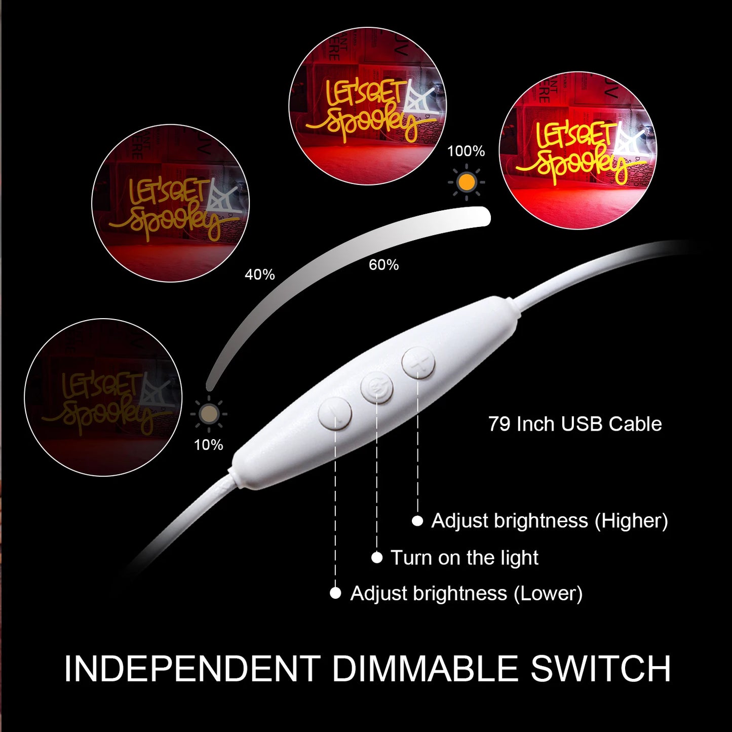 Let's Get Spooky 5V USB LED Ljusskylt - Prisvärd