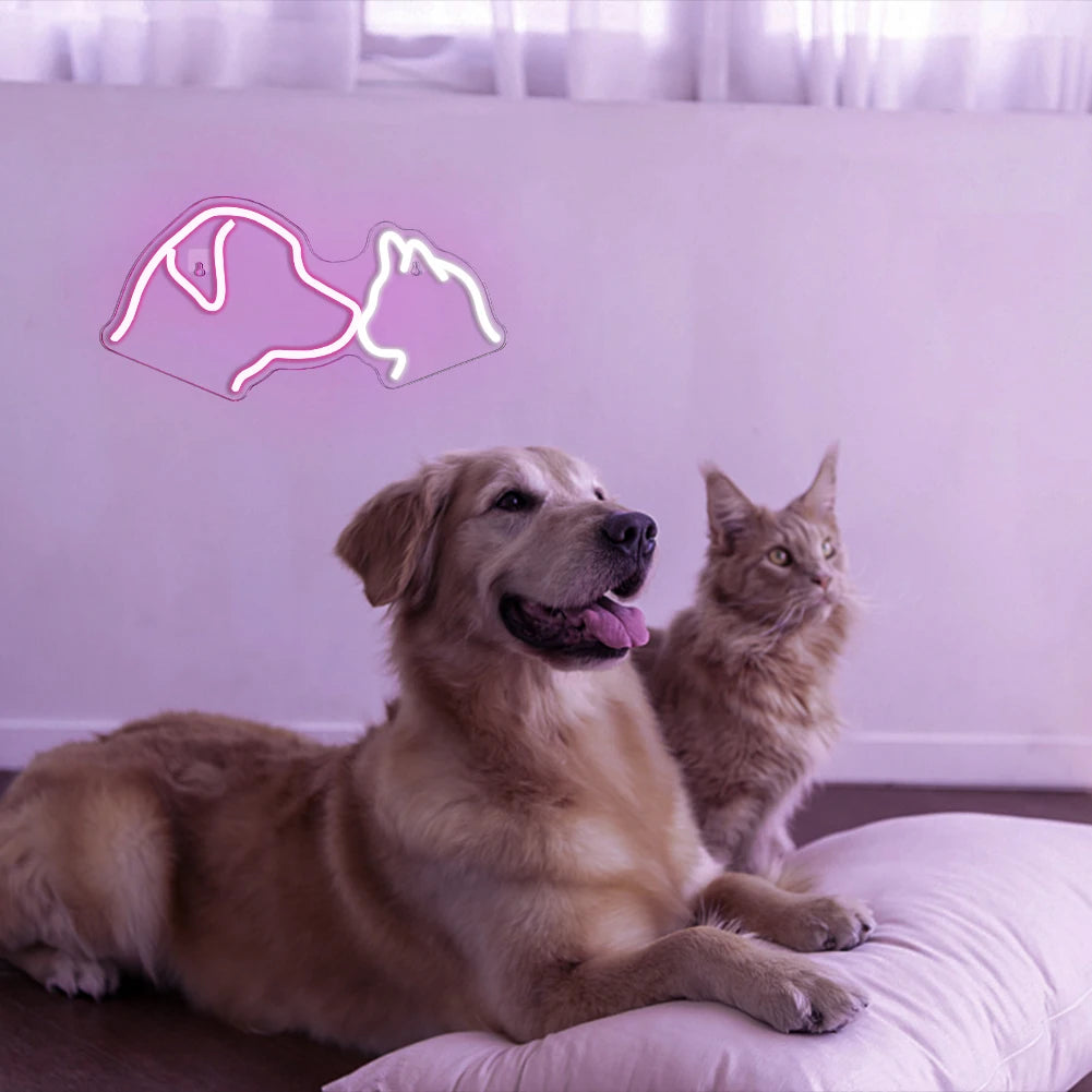 Hund och Katt 5V USB LED Ljusskylt - Prisvänlig