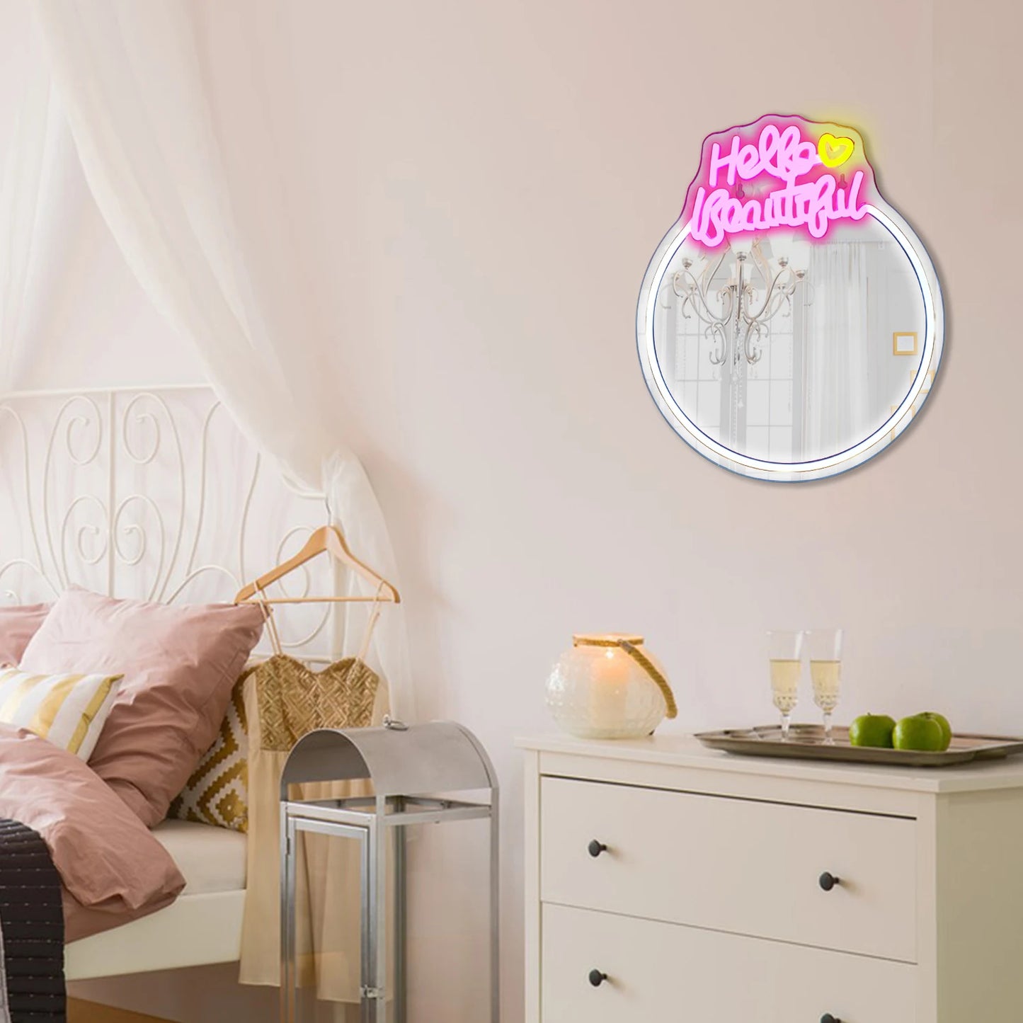 Spegel Hello Beautiful 5V USB LED Ljusskylt - Prisvänlig