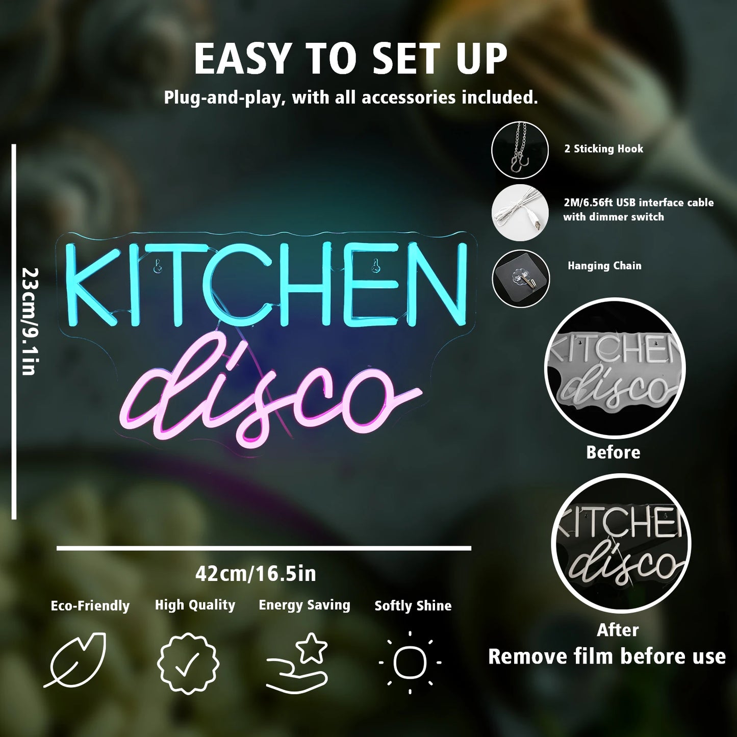 Kitchen Disco 5V Mini USB LED Neonskylt - Budgetvänlig