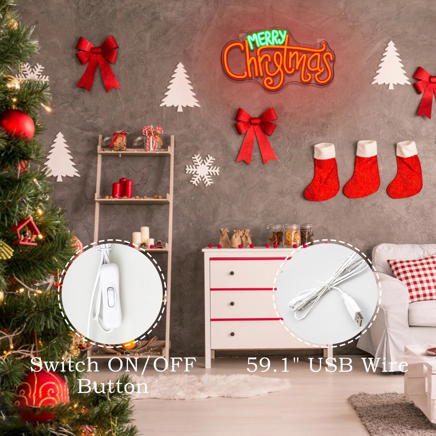 God Jul 5V USB LED Ljusskylt - Prisvänlig