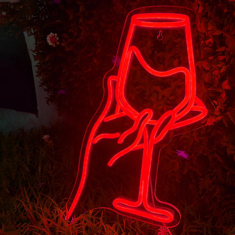 Rödvinsglas 5V USB LED Neonskylt - Plånboksvänlig