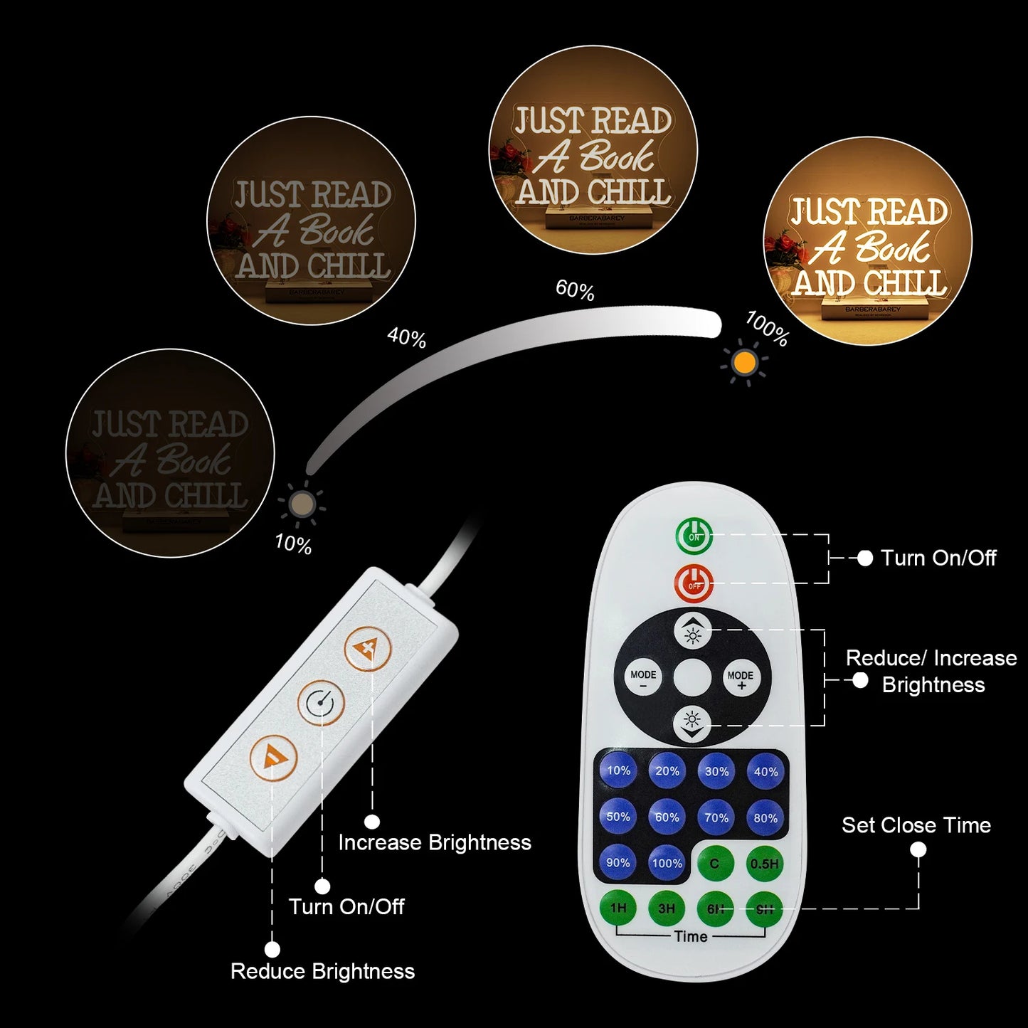Koppla Av Och Läs En Bok 5V USB LED Ljusskylt - Prisvänlig