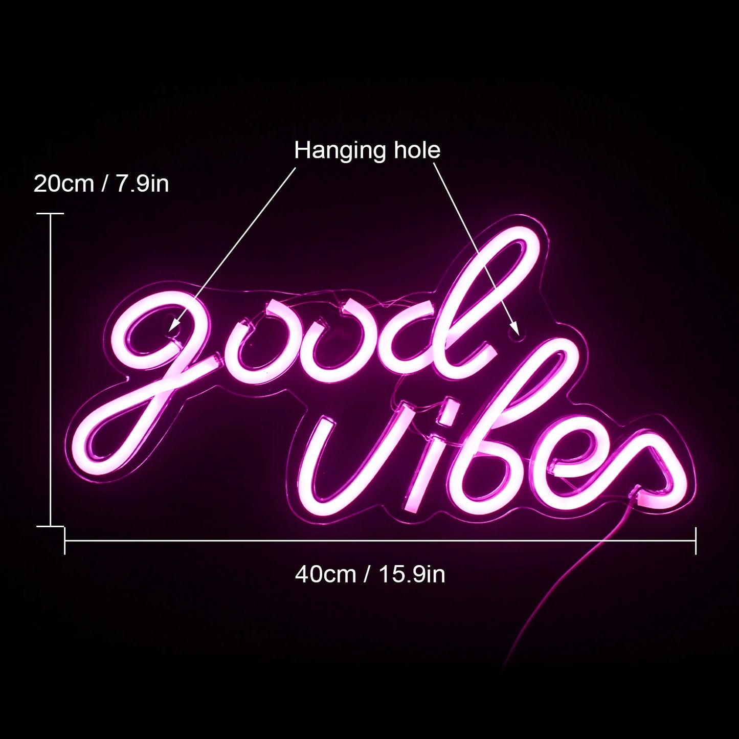Good Vibes 5V USB LED Ljusskylt - Prisvärd