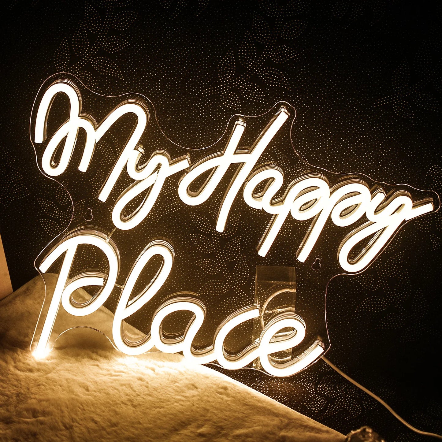 My Happy Place 5V Mini USB LED Neonskylt - Budgetvänlig