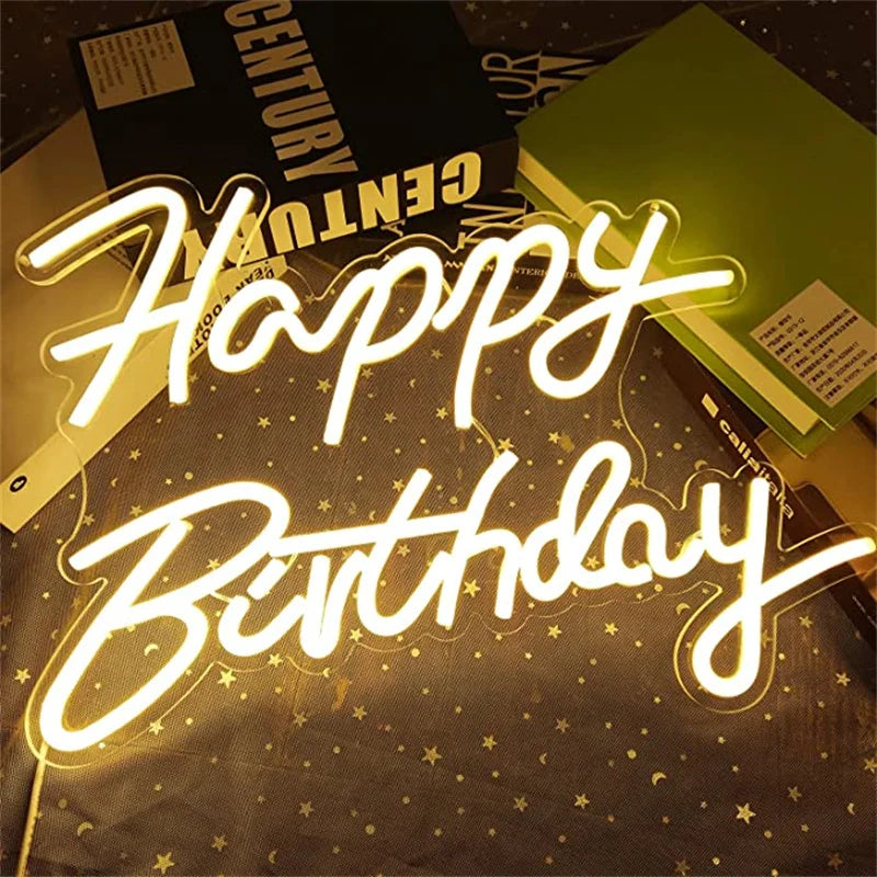 Happy Birthday 5V USB LED Neonskylt - Budgetvänlig