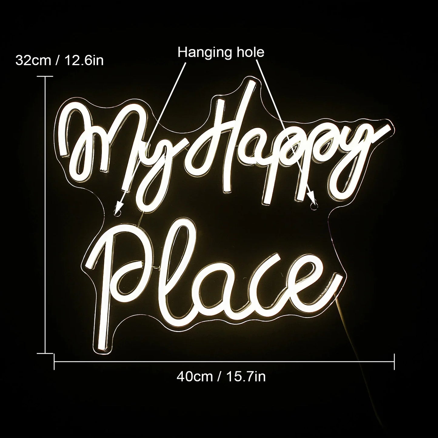 My Happy Place 5V Mini USB LED Neonskylt - Budgetvänlig