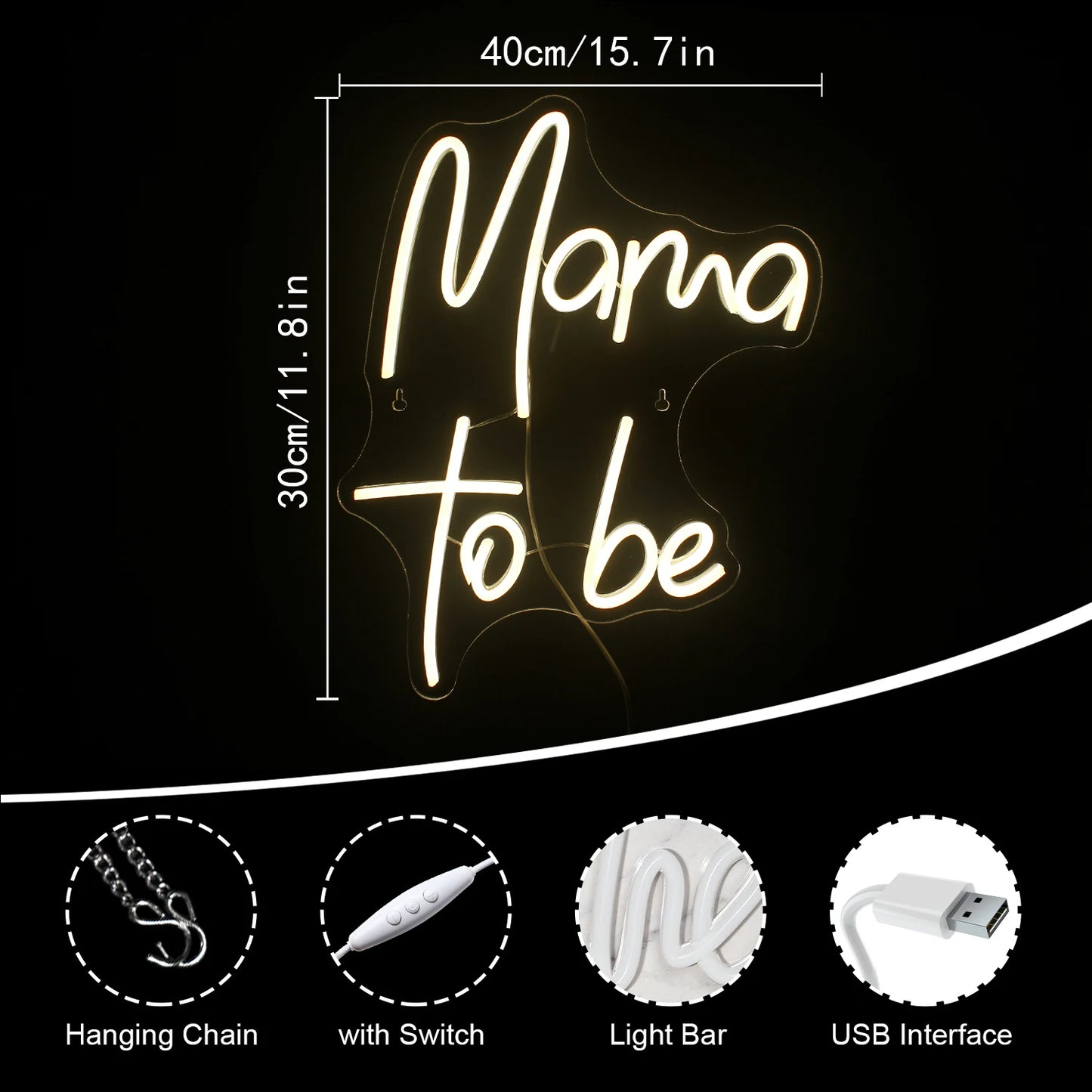 Mama to Be 5V USB LED Ljusskylt - Prisvärd