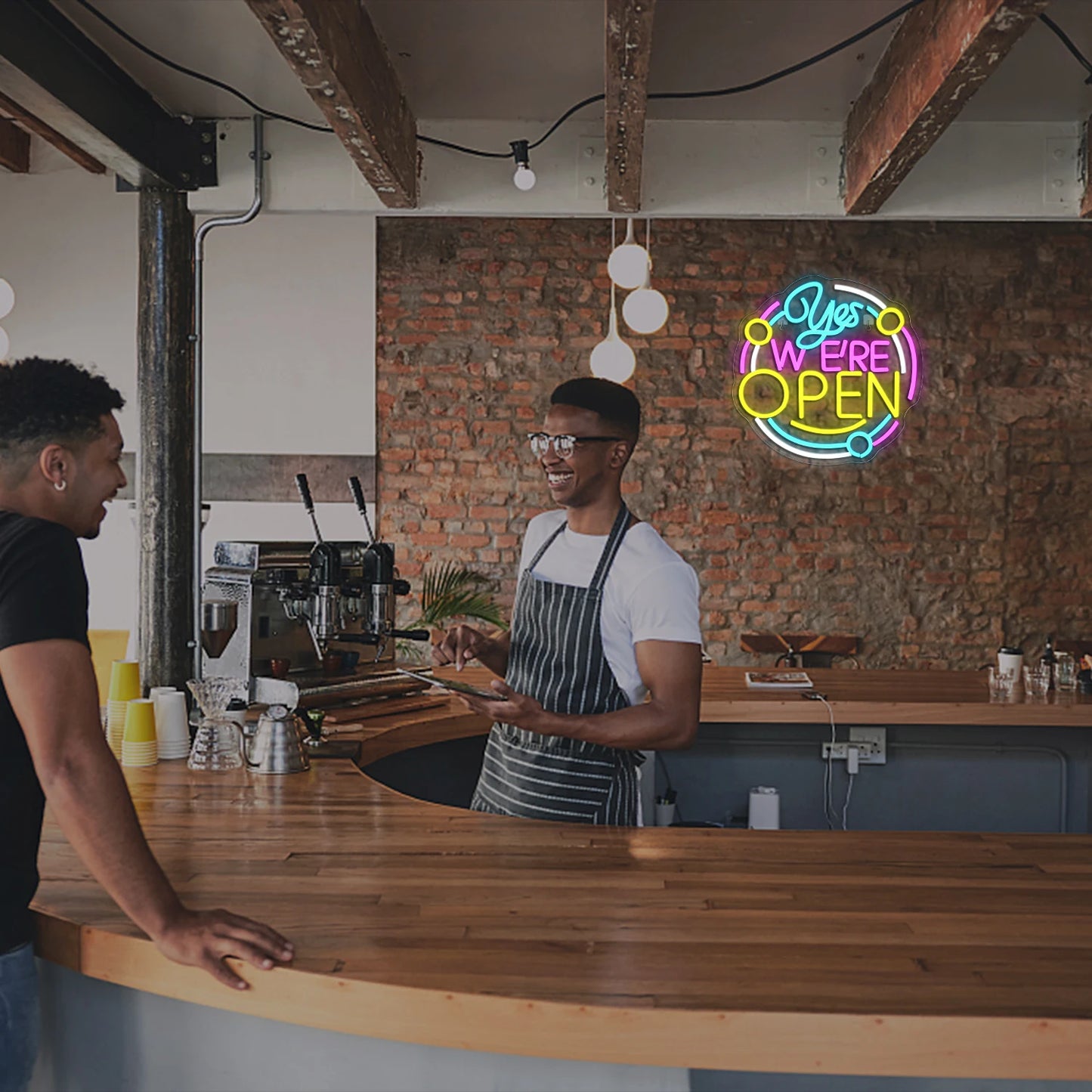 Ja Vi Har Öppet Ljusskylt LED Öppet Neonljus för Väggdekoration USB-driven för Butik Restaurang Bar Festdekoration Öppetskyltar