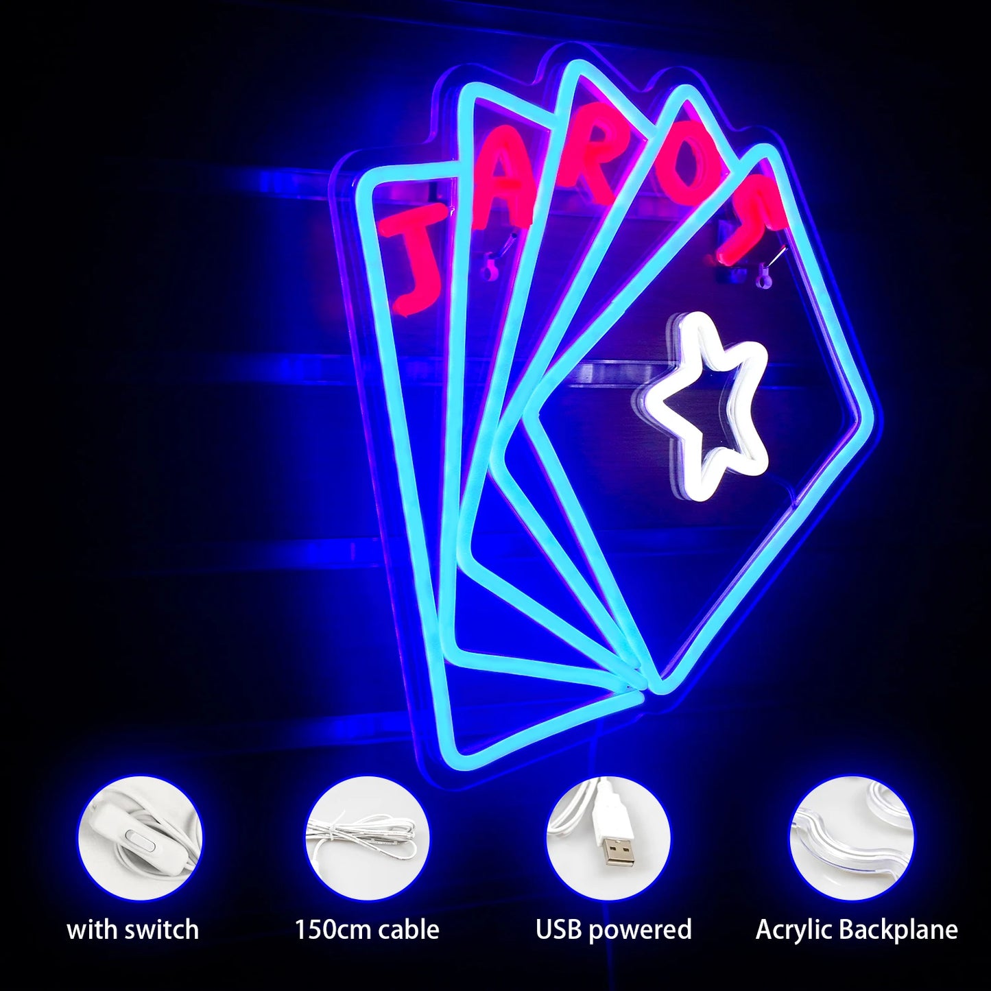 Poker 5V USB LED Ljusskylt - Prisvänlig