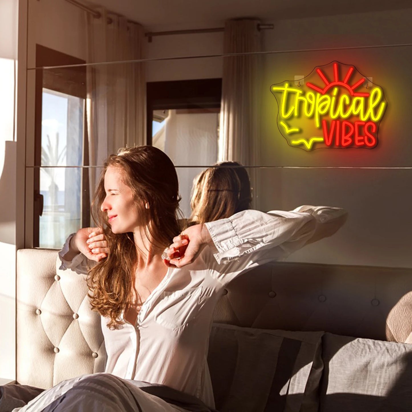 Tropical Vibes 5V USB LED Ljusskylt - Prisvänlig