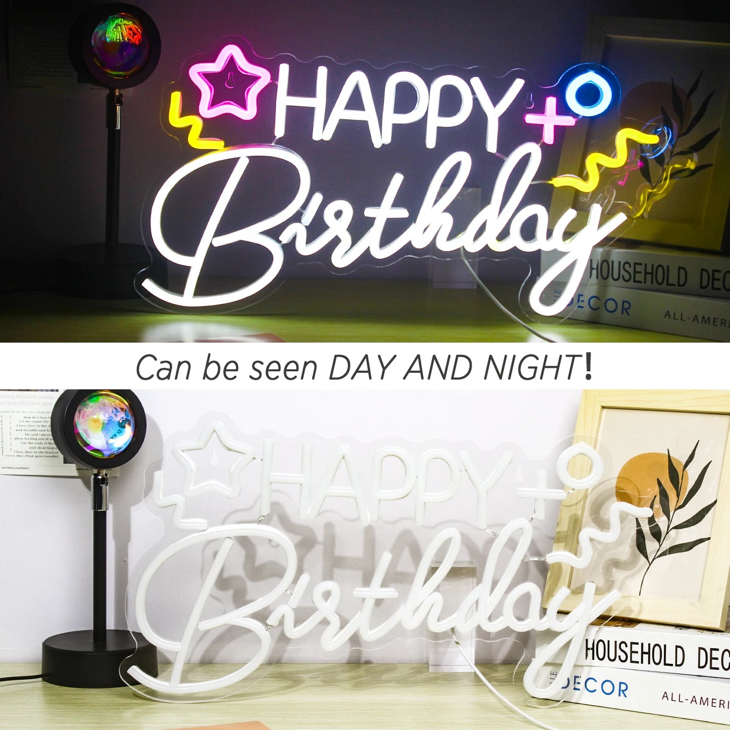 Happy Birthday 5V USB LED Neonskylt - Budgetvänlig