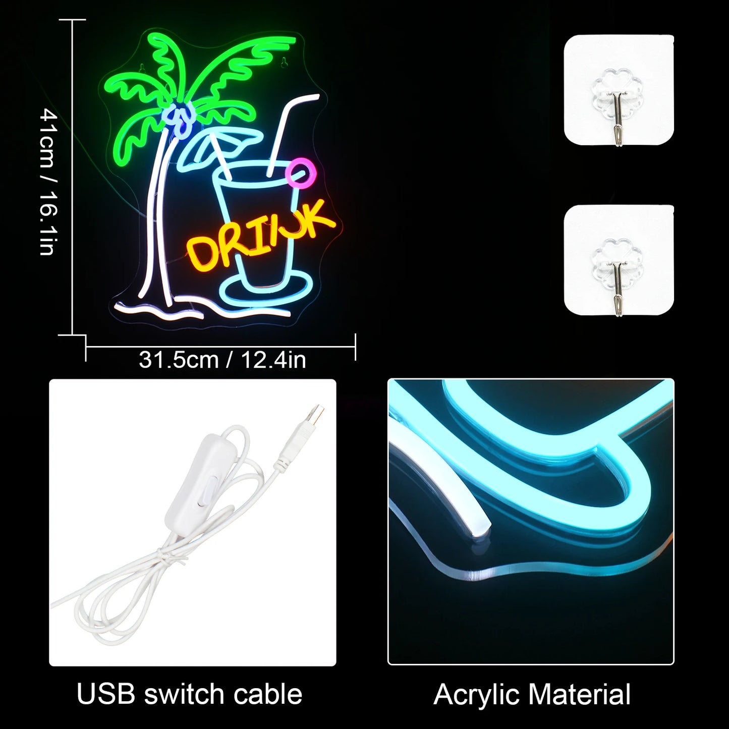 Beach Drink 5V USB LED Ljusskylt - Prisvärd