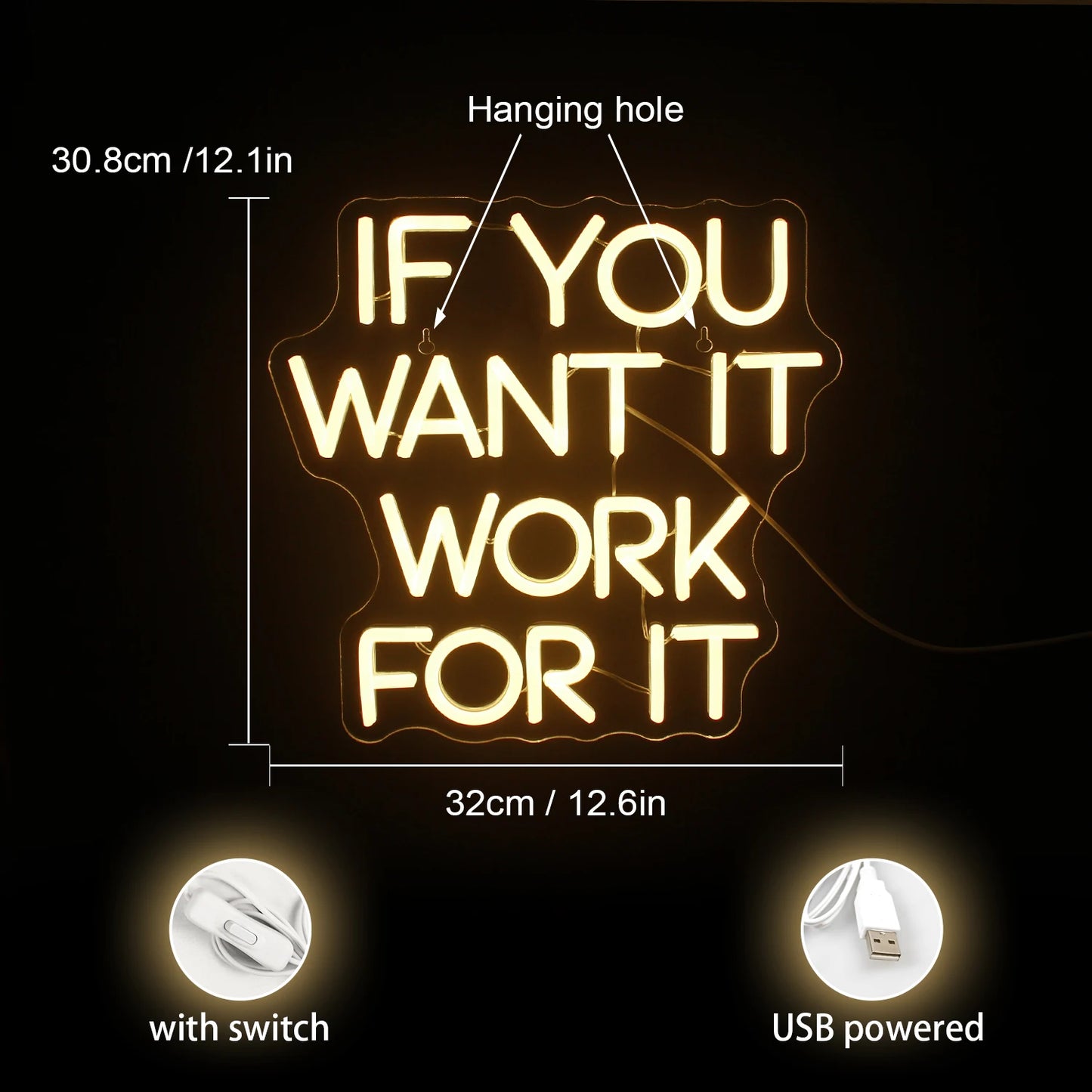 if you want it work for it 5V USB LED Ljusskylt - Budgetvänlig