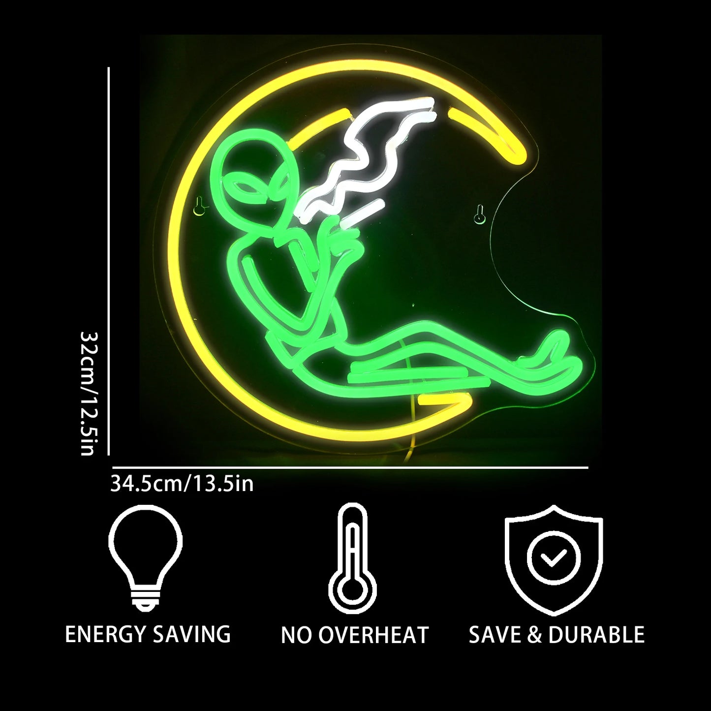 Moon Smoking Alien 5V USB LED Ljusskylt - Prisvänlig