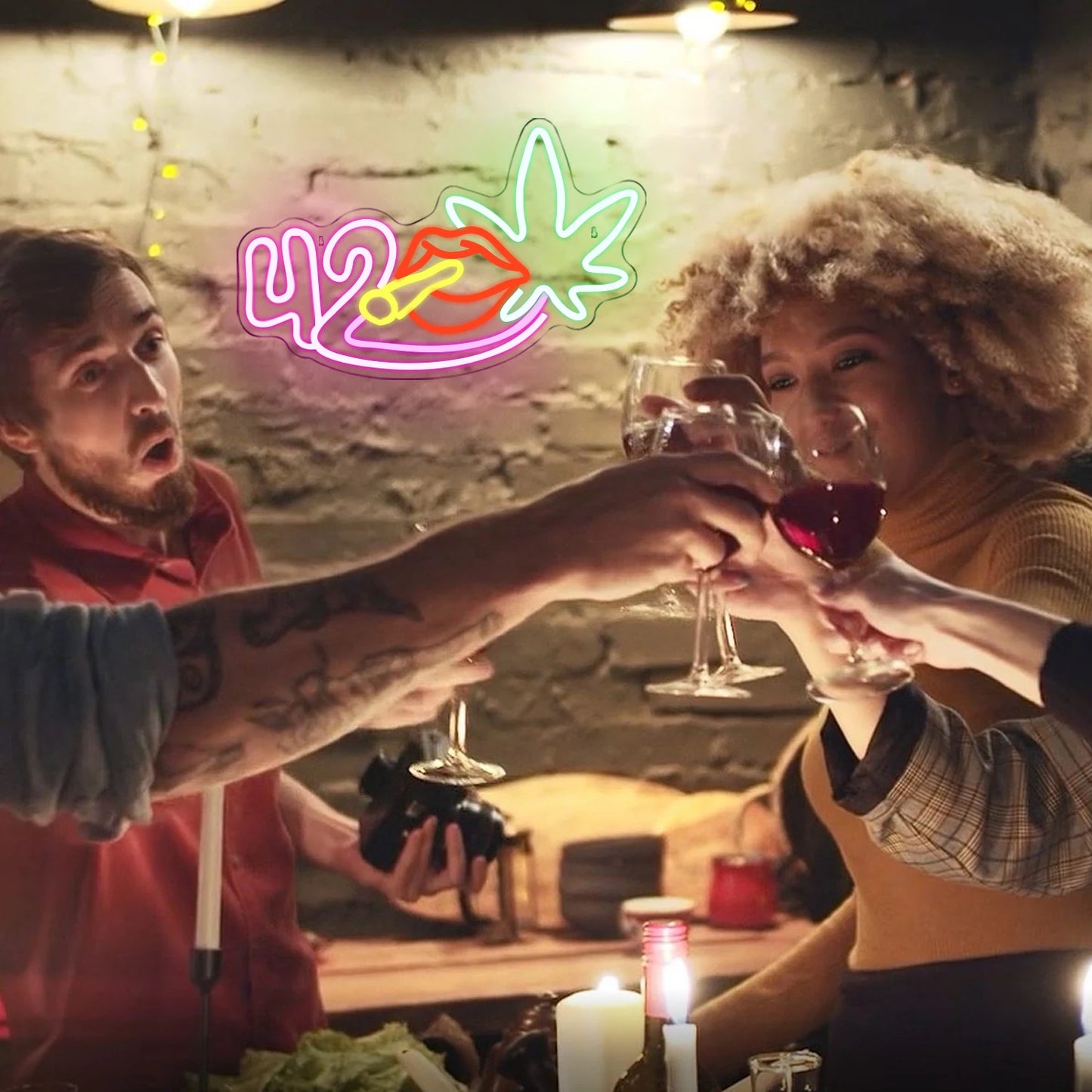 Green Leaf, Cigarr 5V Mini USB LED Neonskylt - Budgetvänlig