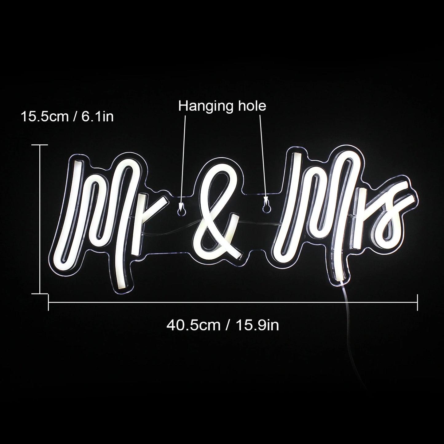 Mr & Mrs 5V USB LED Ljusskylt - Budgetvänlig