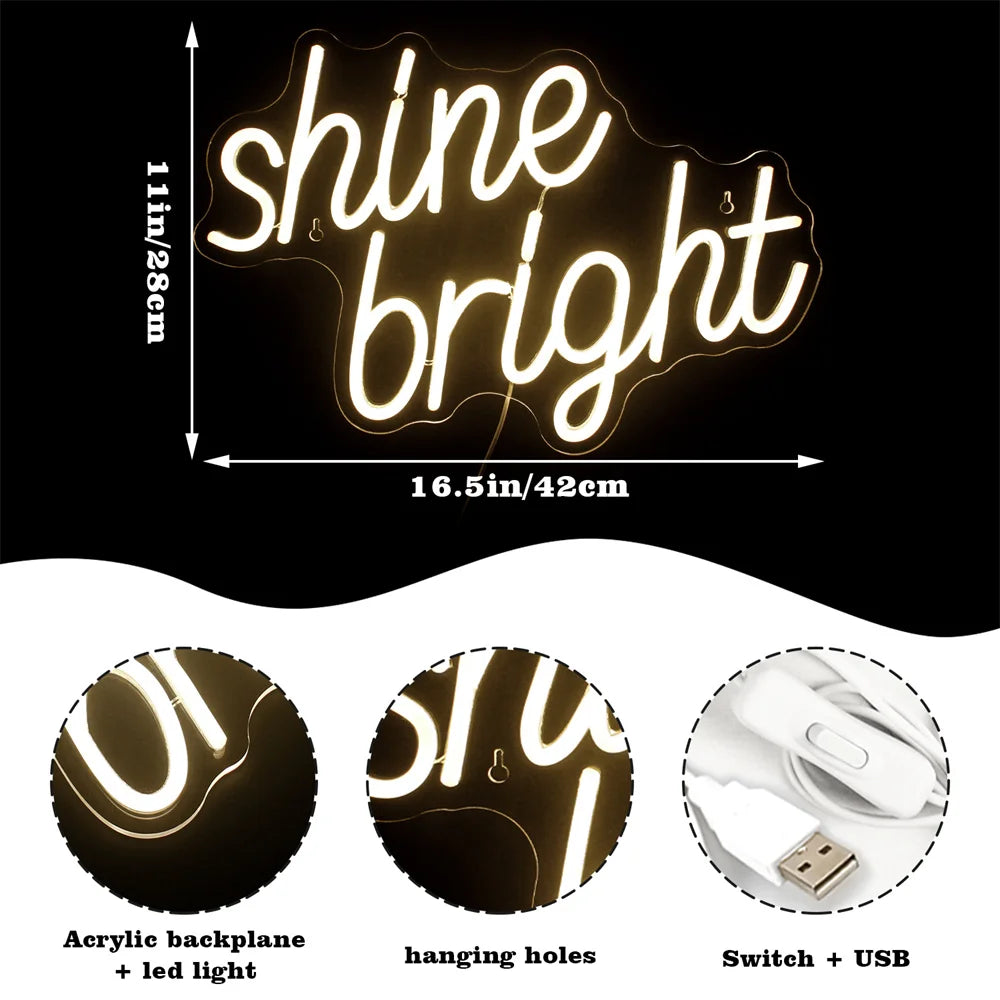 Shine Bright 5V USB LED Ljusskylt - Prisvänlig