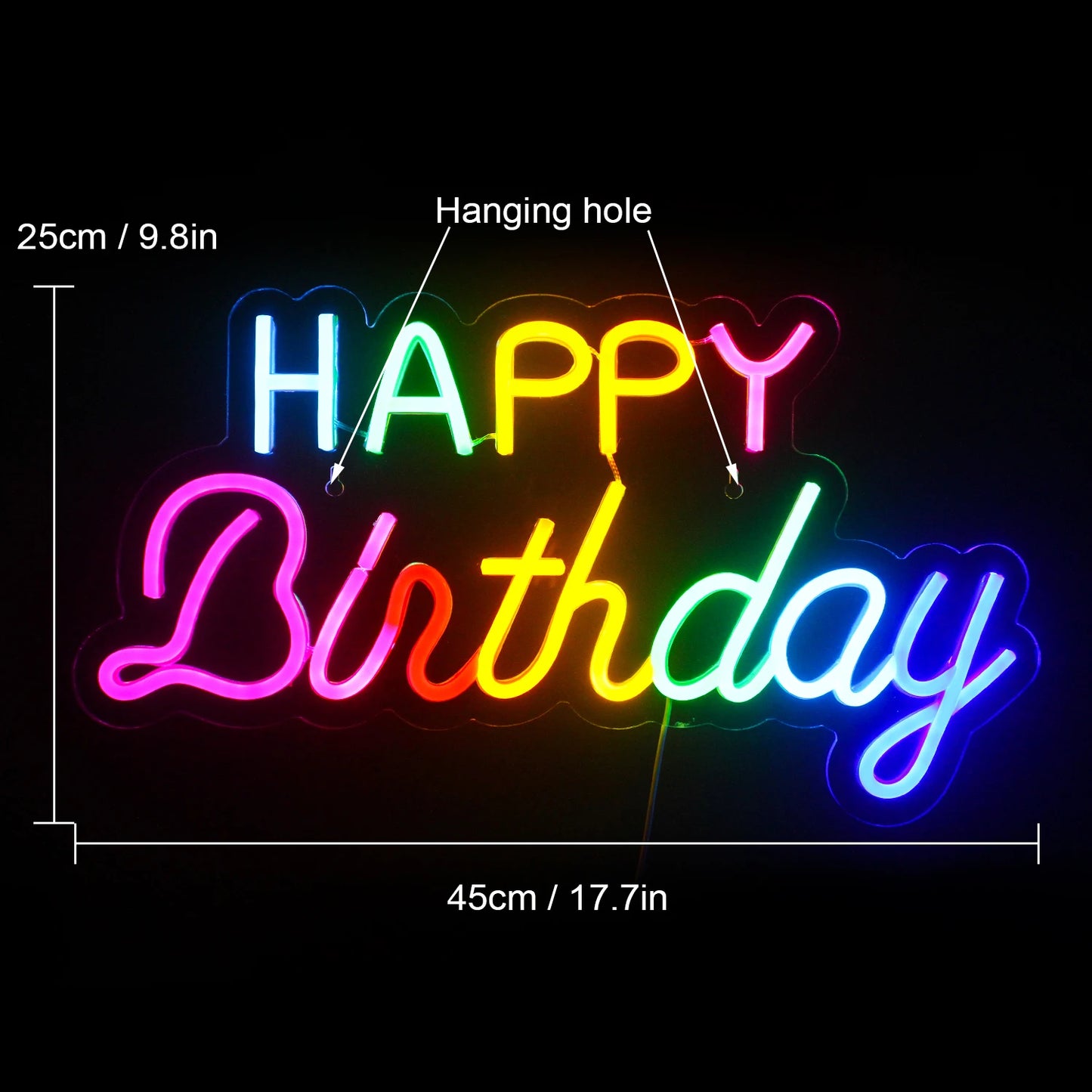 Happy Birthday 5V USB LED Ljusskylt - Budgetvänlig