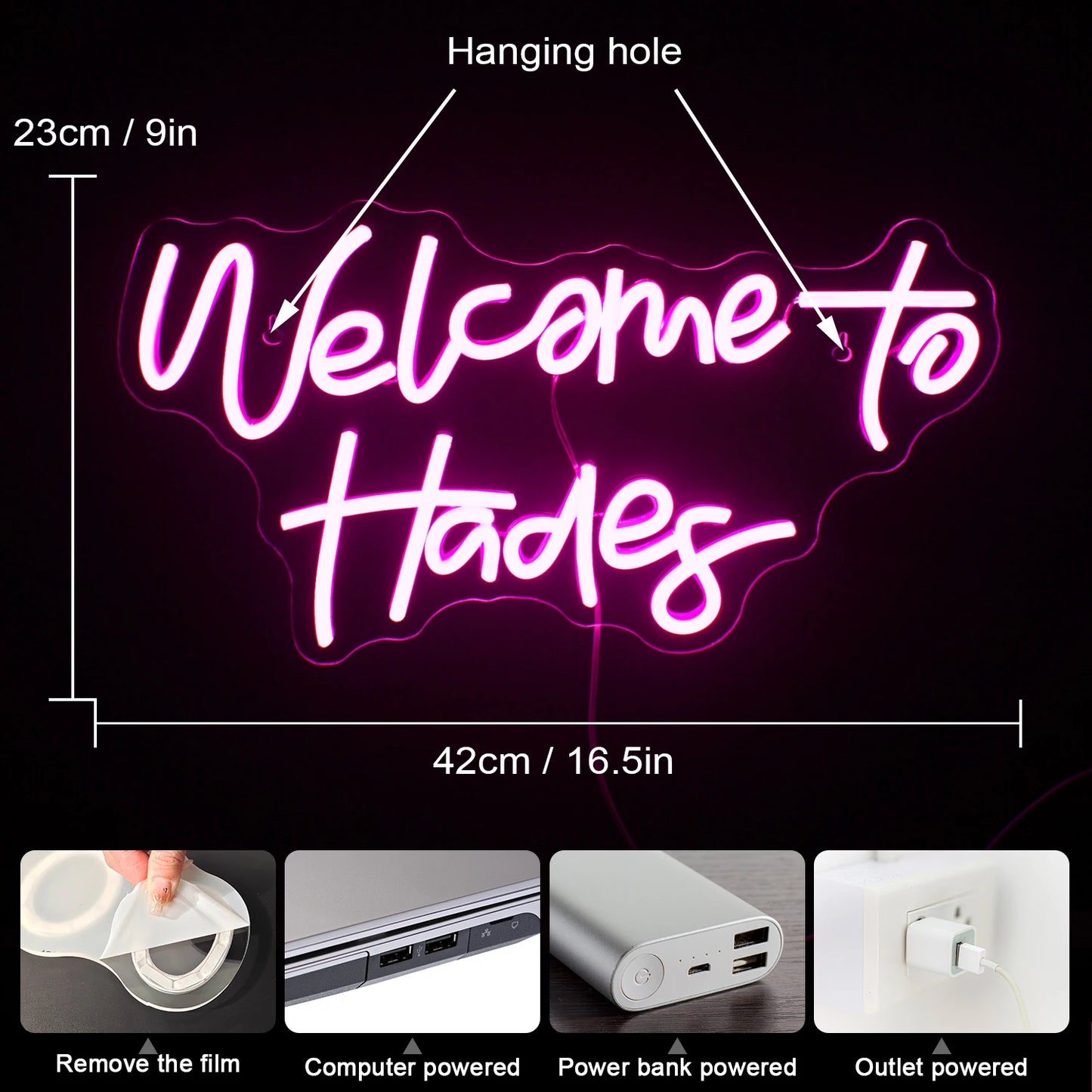 Välkommen till Hades 5V USB LED Ljusskylt - Budgetvänlig