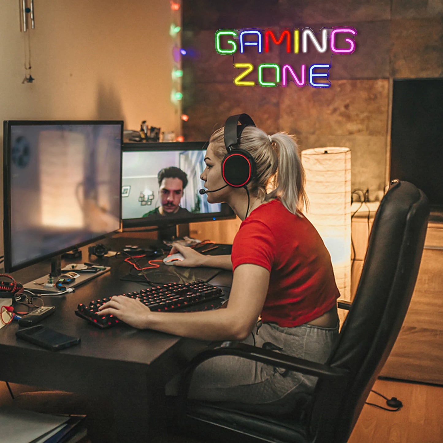 Gaming Zone Färgglad 5V USB LED Ljusskylt - Prisvärd