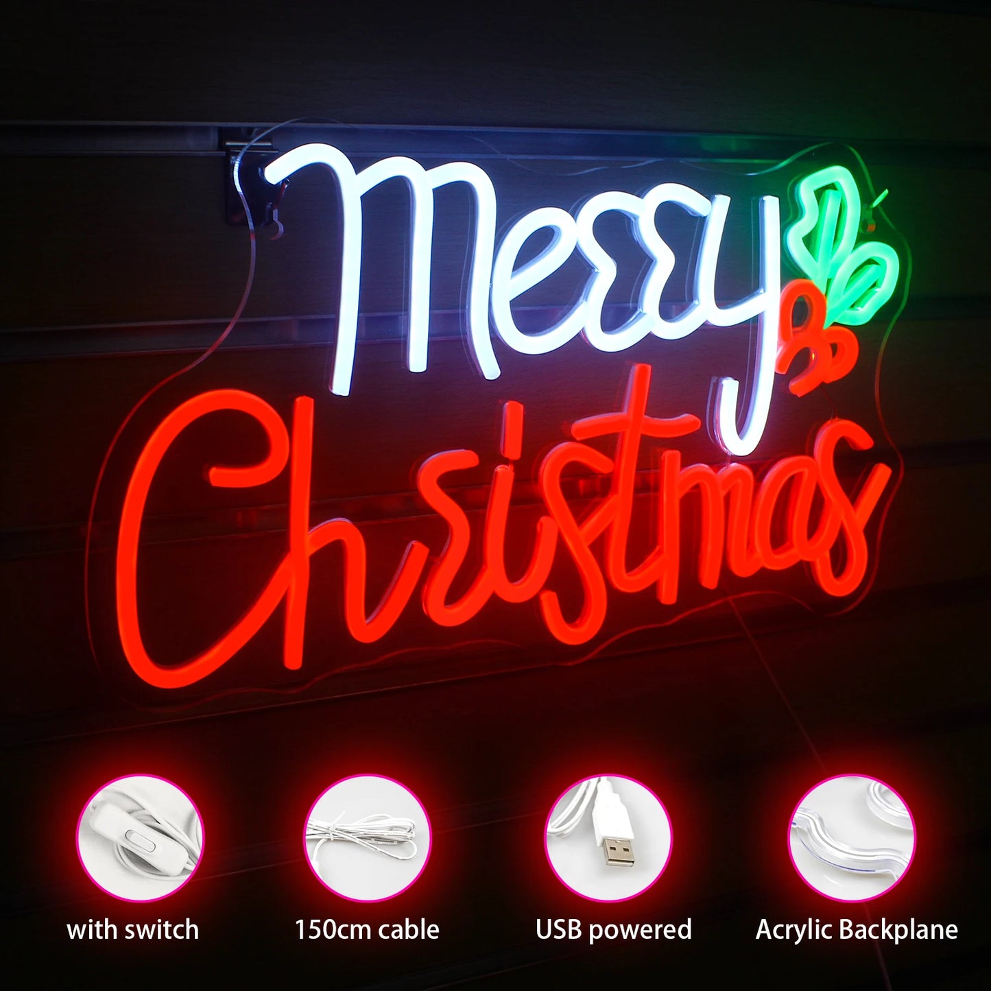 God Jul 5V USB LED Ljusskylt - Prisvänlig