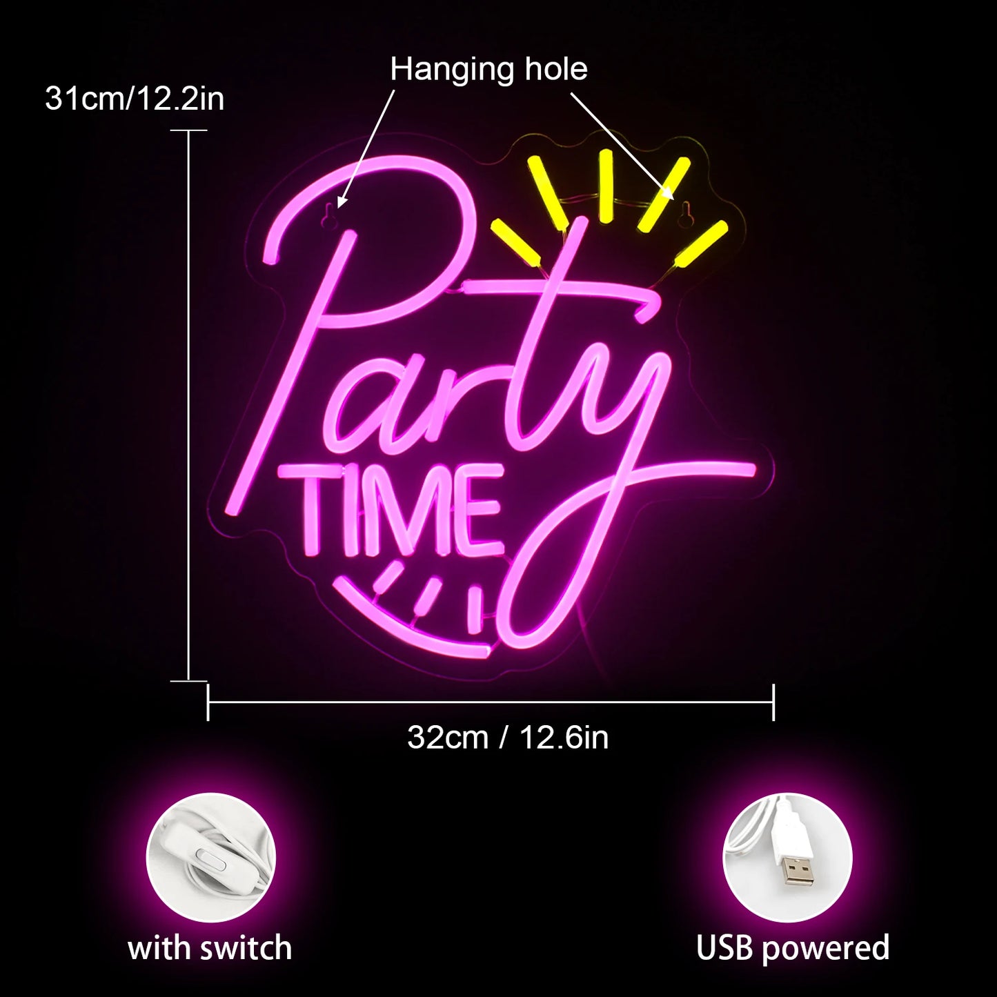 Party Time 5V USB LED Ljusskylt - Prisvärd