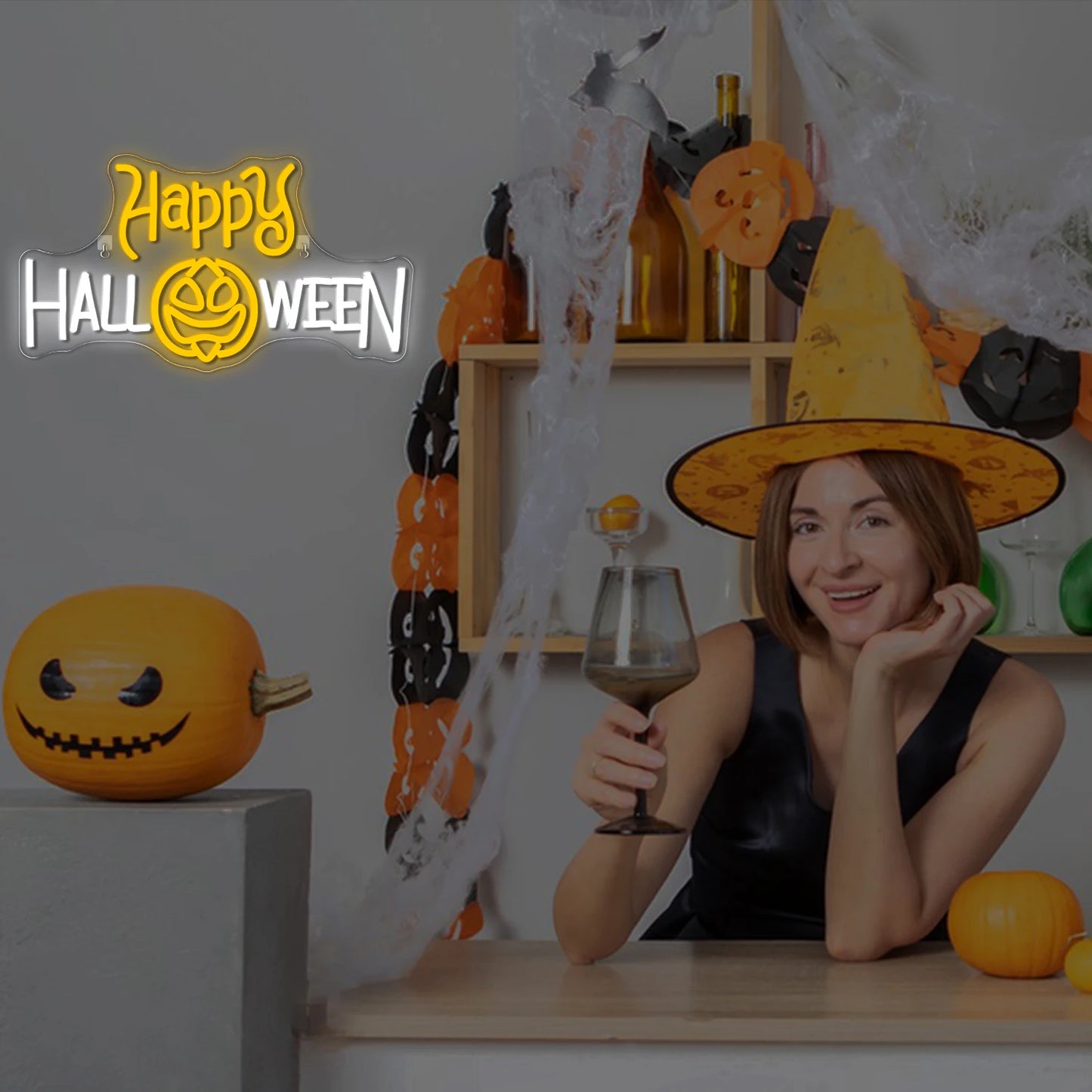 Happy Halloween 5V USB LED Ljusskylt - Budgetvänlig