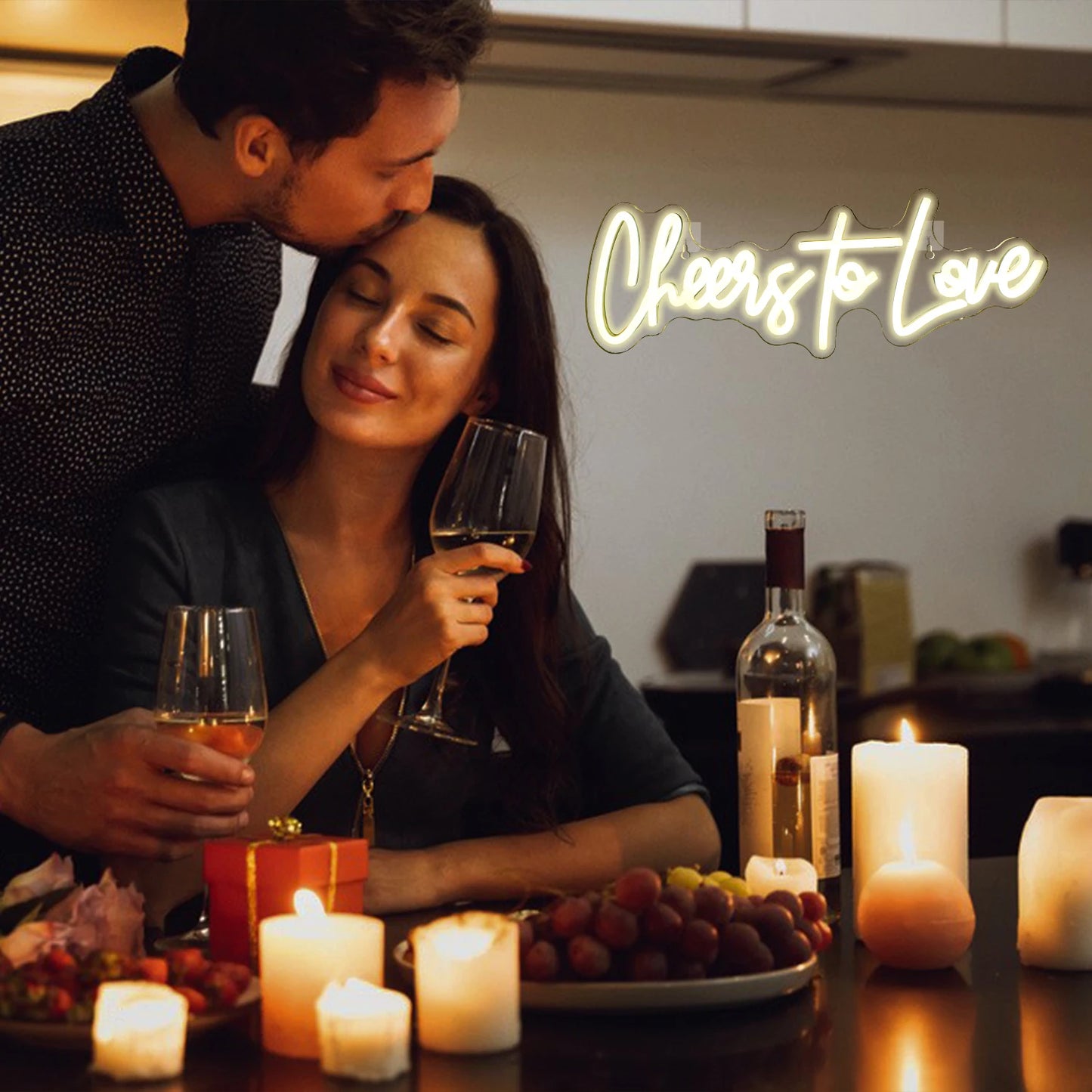 Skål för Kärlek 5V USB LED Ljusskylt - Prisvänlig