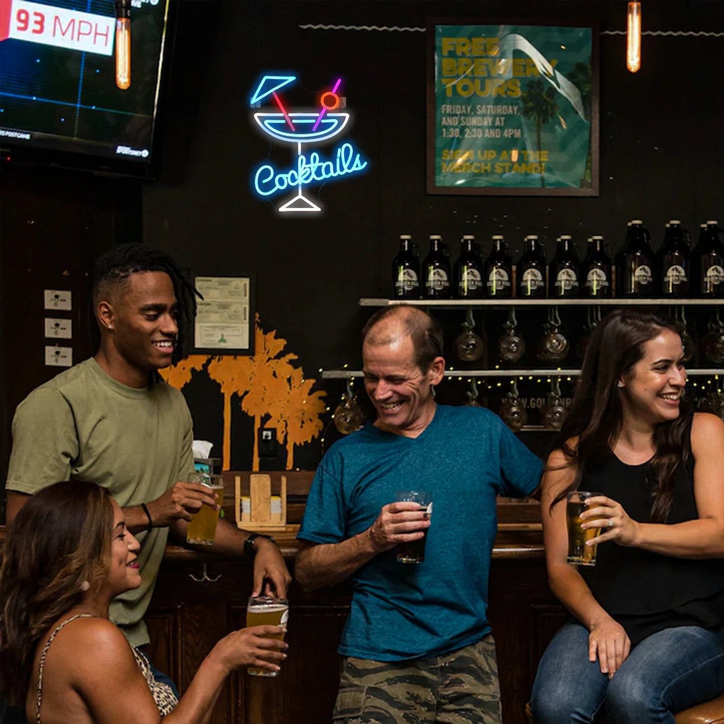 Cocktails 5V USB LED Ljusskylt - Prisvänlig