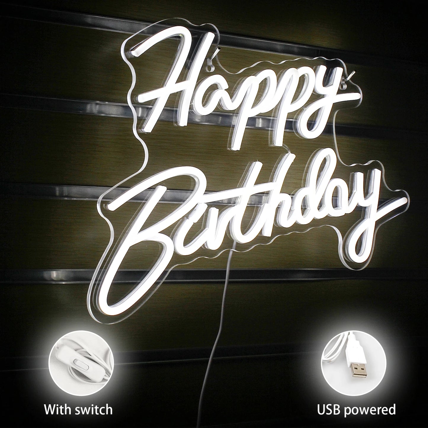 Happy Birthday 5V USB LED Ljusskylt - Prisvänlig