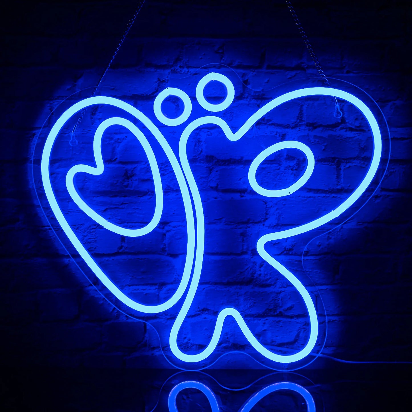 En levande handgjord LED-neonskylt som visar en stiliserad snigel med ett spiralskal.