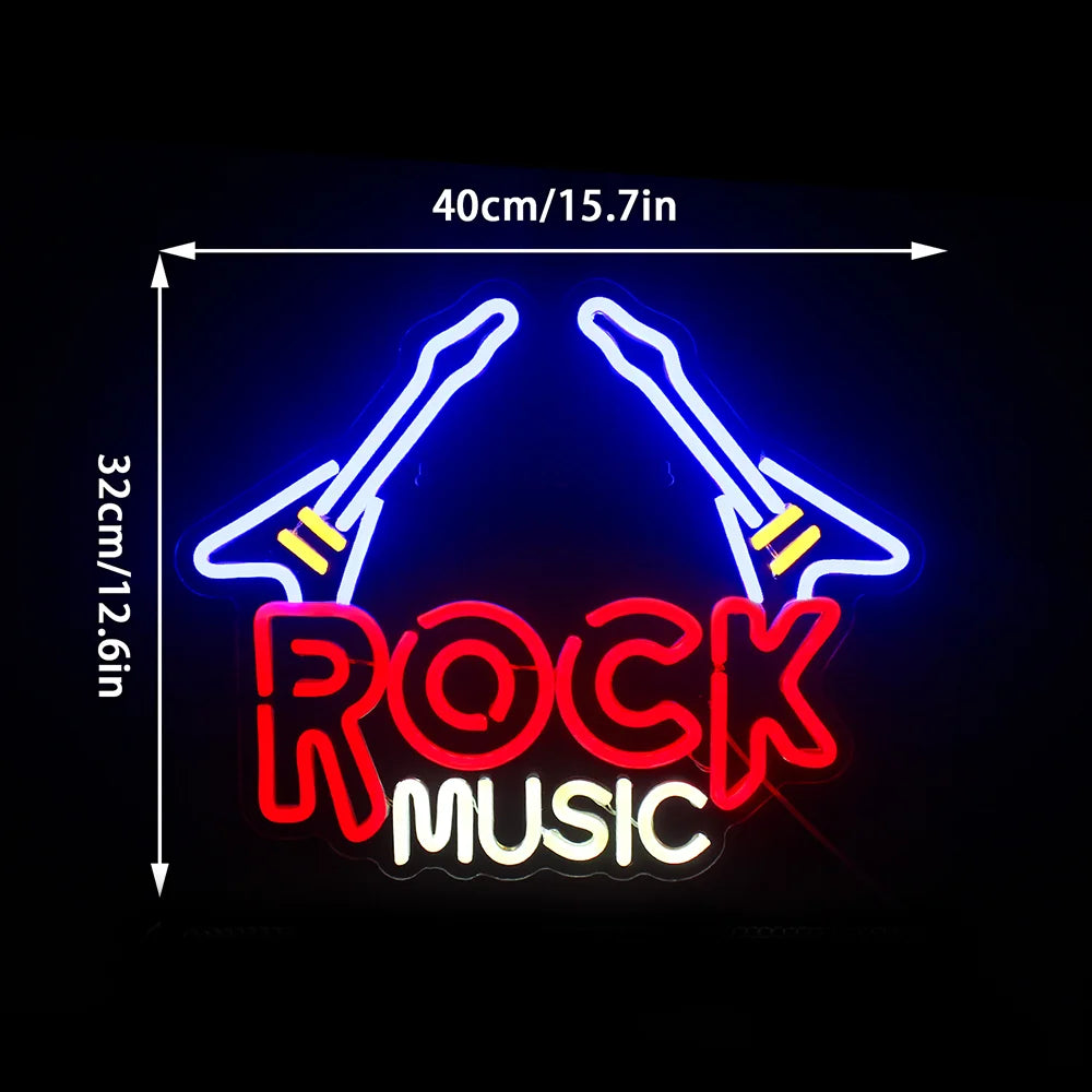 Rockgitarr 5V USB LED Neonskylt - Prisvänlig