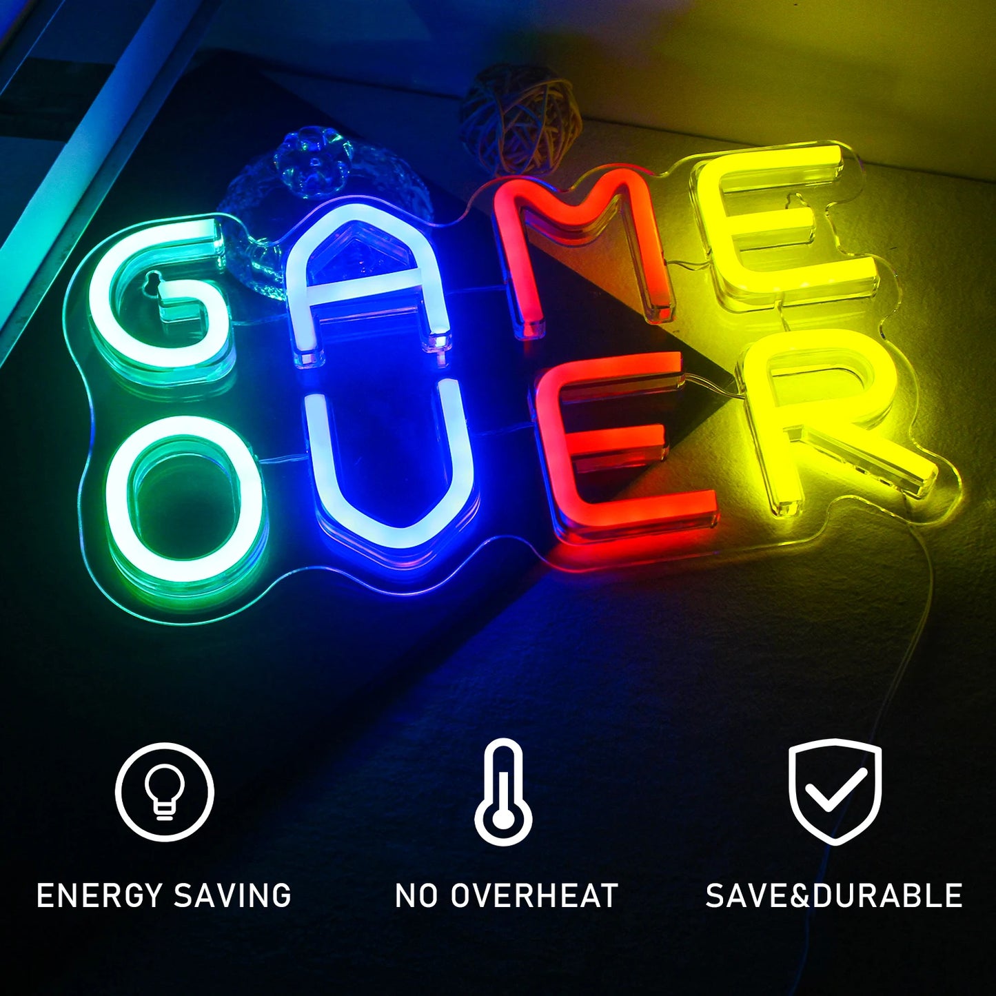Game Over 5V USB LED Ljusskylt - Prisvänlig