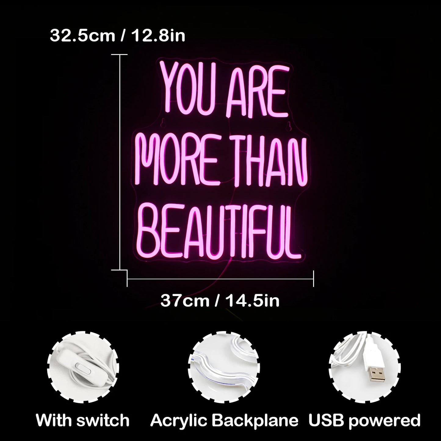 Du Är Mer Än Vacker 5V USB LED Ljusskylt - Budgetvänlig