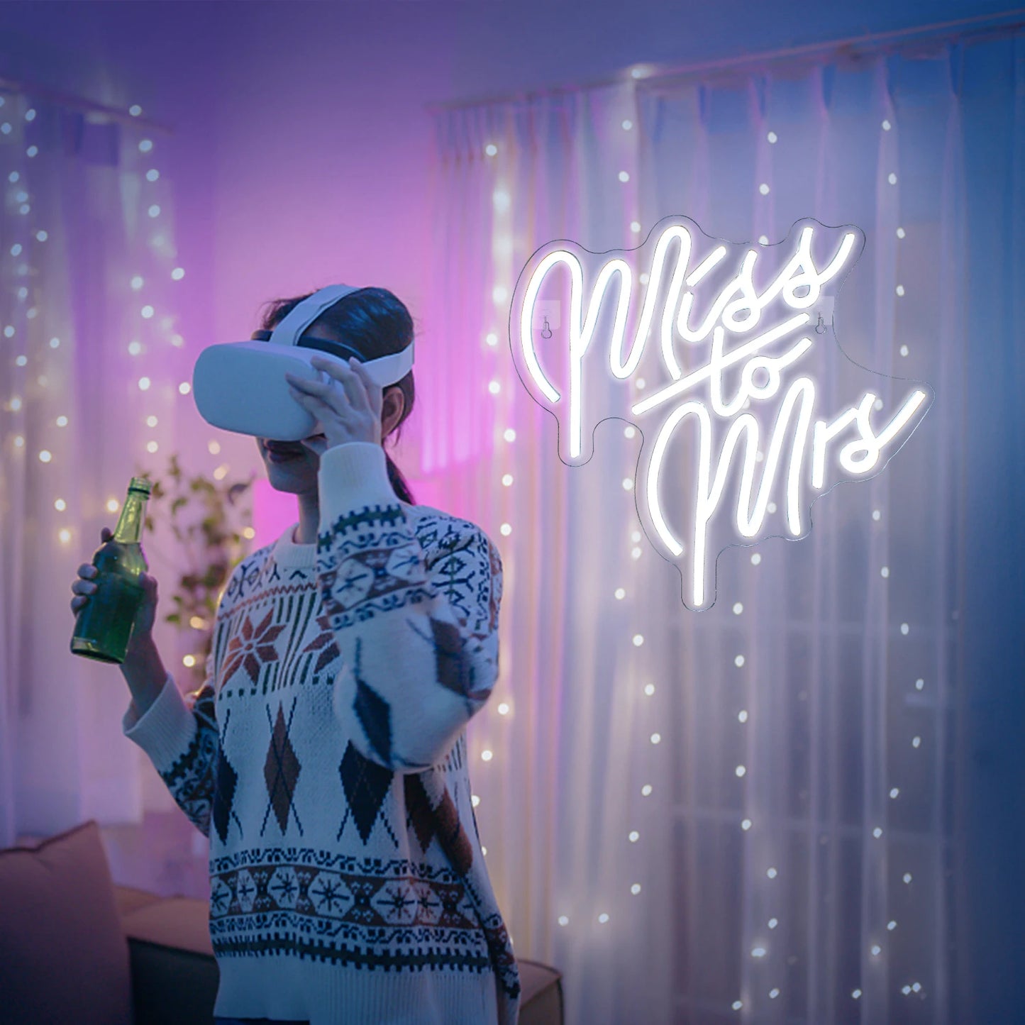 Miss To Mrs 5V Mini USB LED Neonskylt - Budgetvänlig