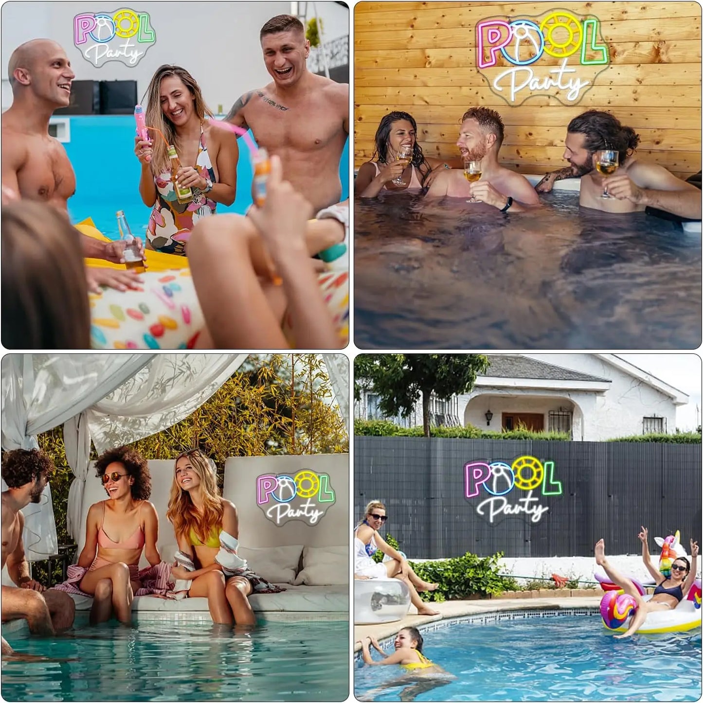 Pool Party 5V USB LED Neonskylt - Prisvärd