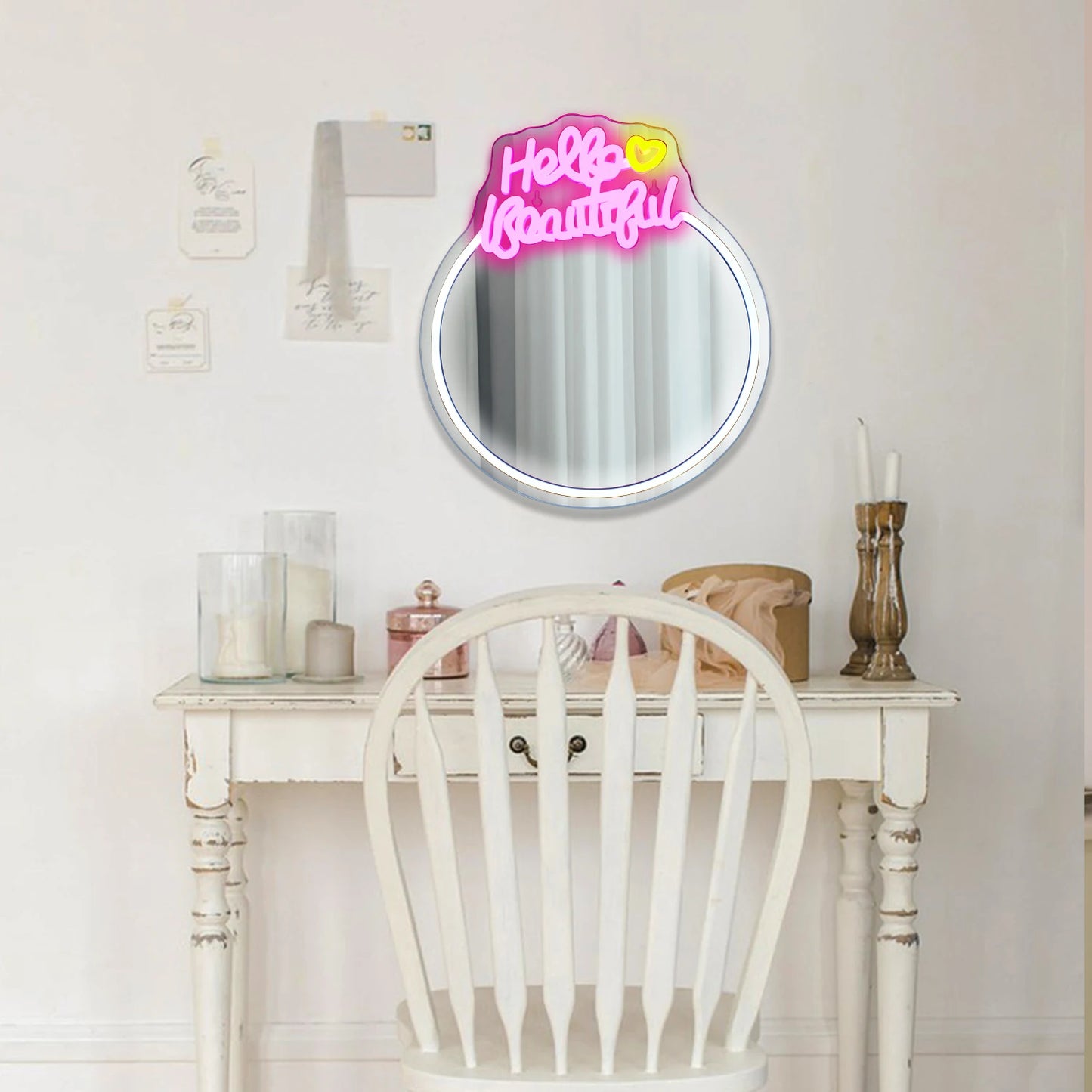 Spegel Hello Beautiful 5V USB LED Ljusskylt - Prisvänlig