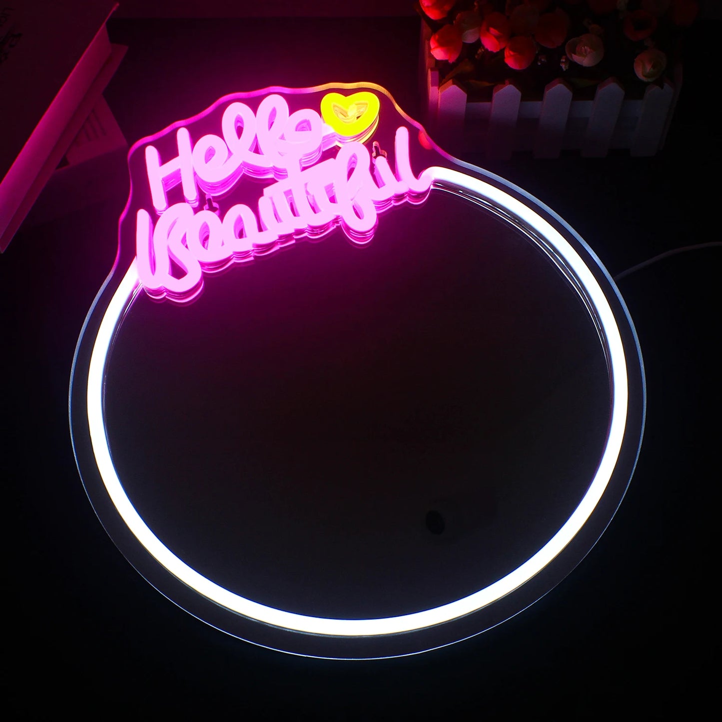 Spegel Hello Beautiful 5V USB LED Ljusskylt - Prisvänlig
