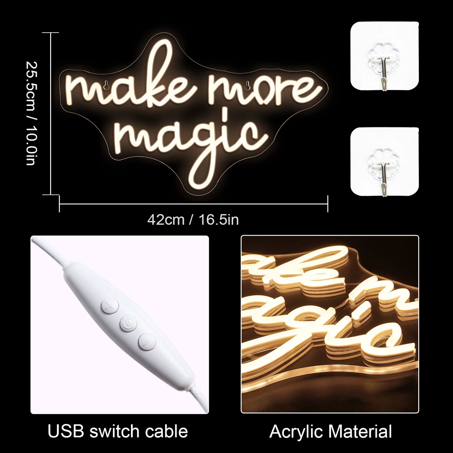 Gör Mer Magi 5V USB LED Ljusskylt - Budgetvänlig