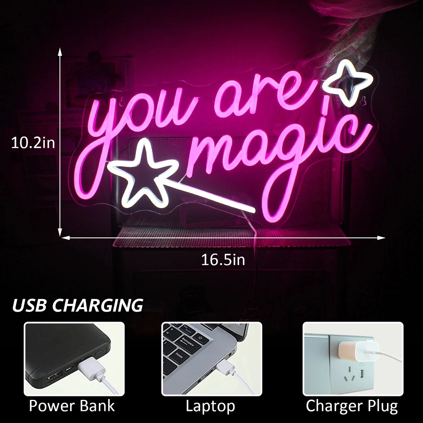 You Are Magic 5V USB LED Ljusskylt - Prisvärd