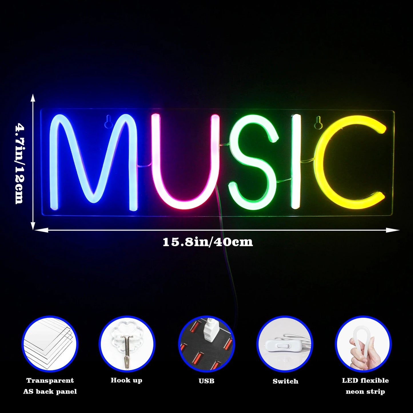 Musik 5V USB LED Ljusskylt - Budgetvänlig