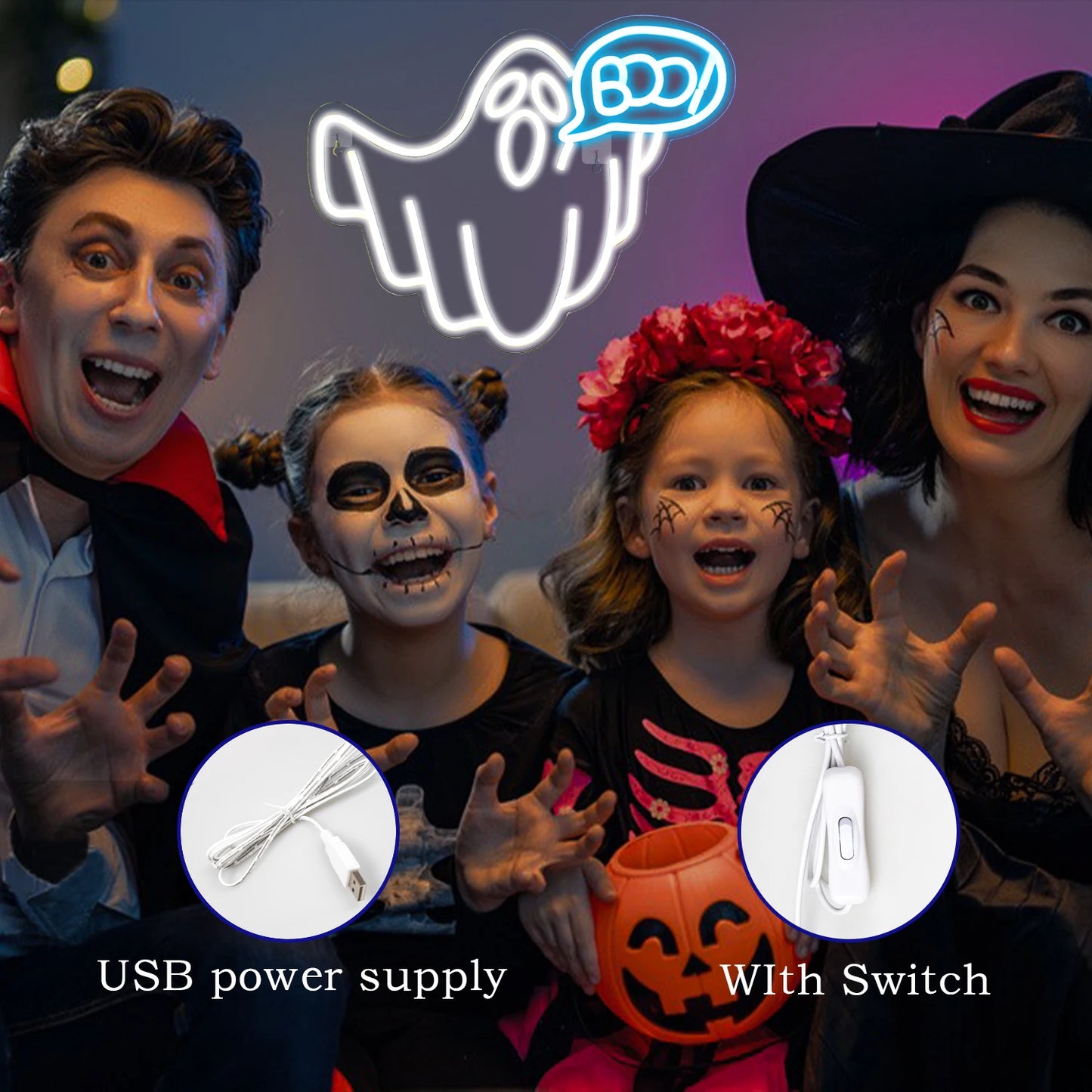 Halloween 5V USB LED Ljusskylt - Budgetvänlig