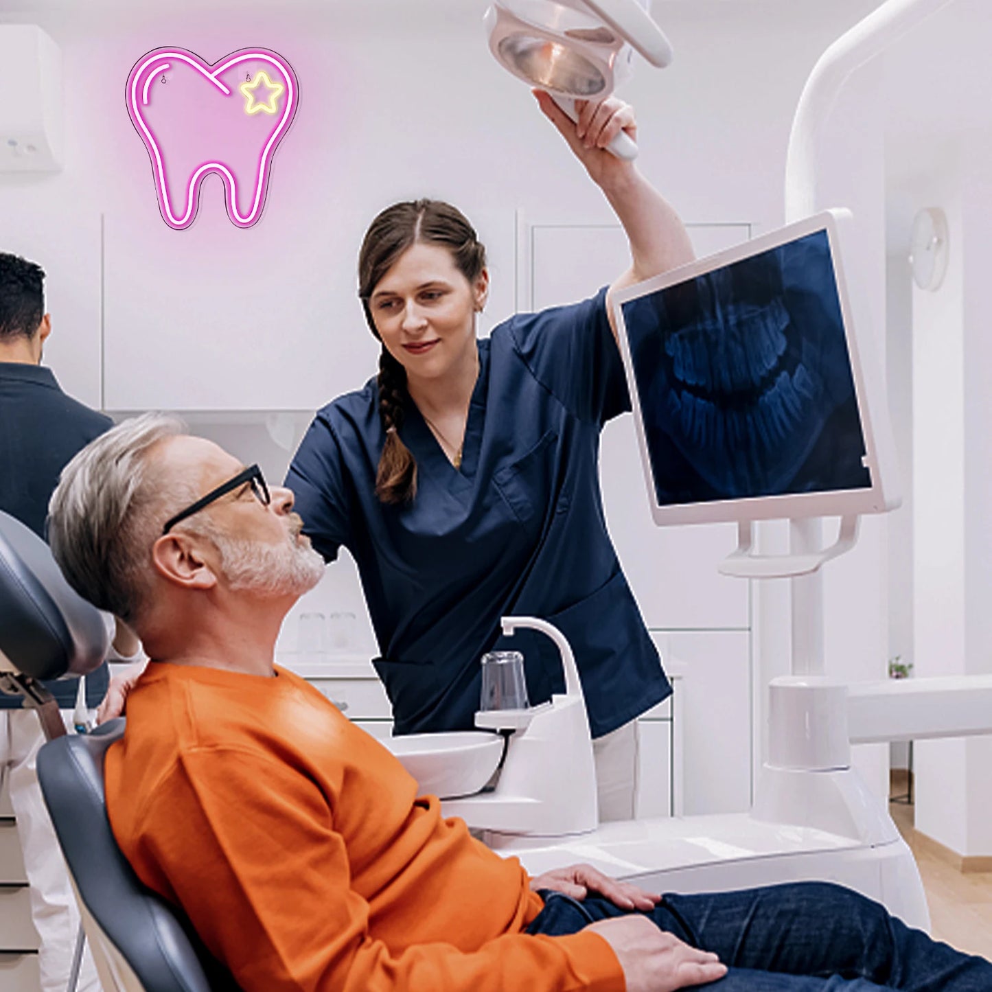 Rosa Tand 5V USB Neonskylt - Prisvänlig