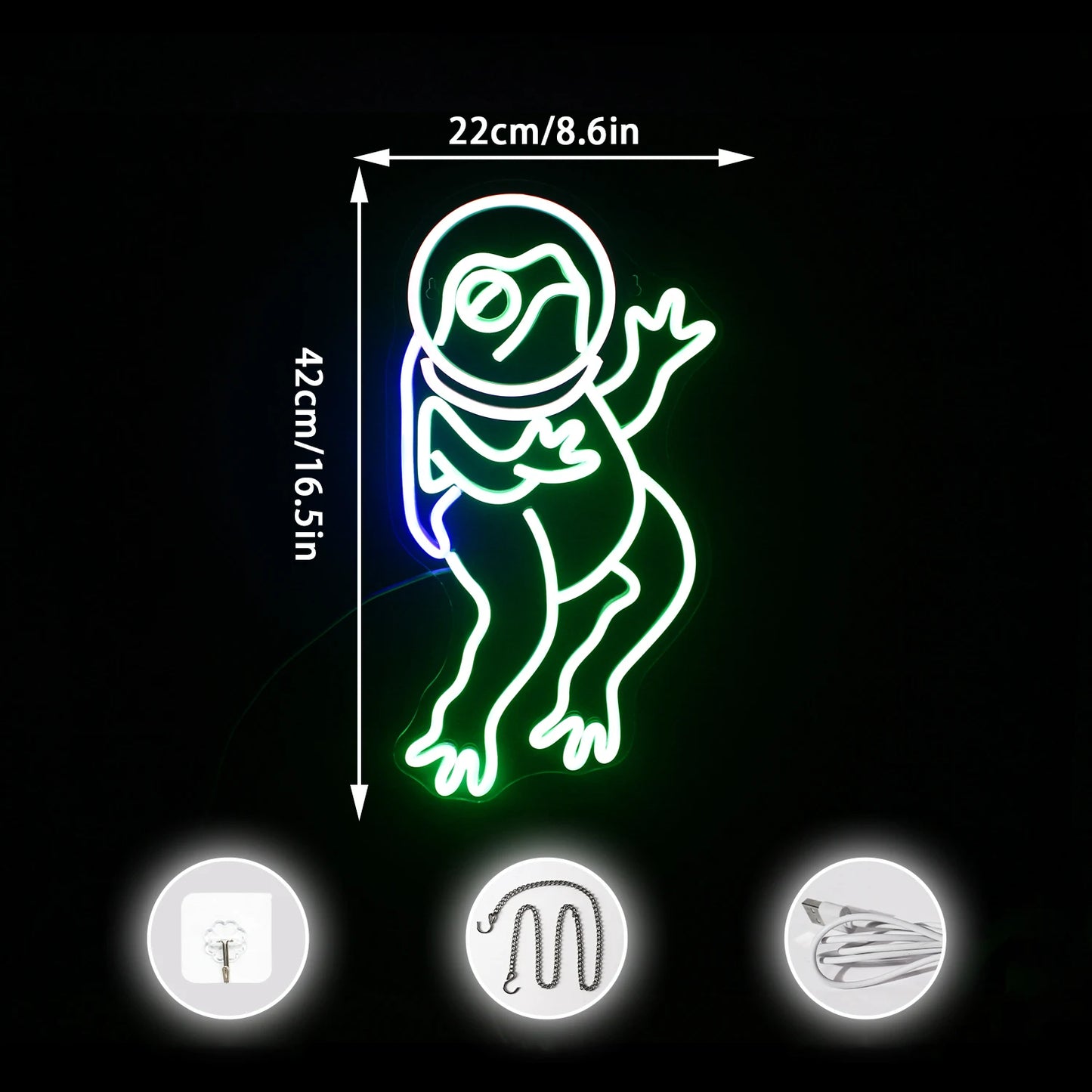 Grön Groda 5V USB LED Neonskylt - Prisvänlig