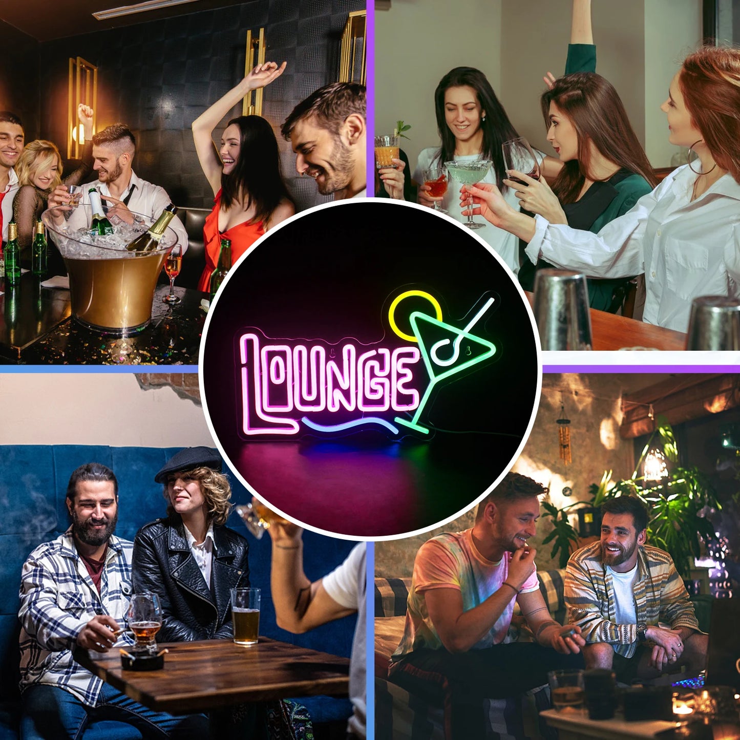 Cocktails Lounge 5V USB LED Ljusskylt - Budgetvänlig