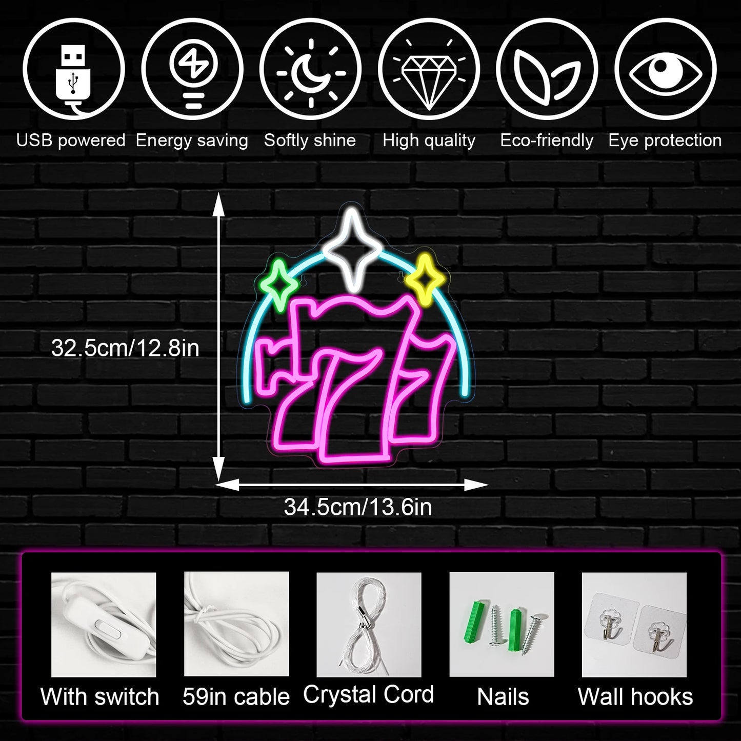 Lucky 777 5V USB LED Ljusskylt - Budgetvänlig